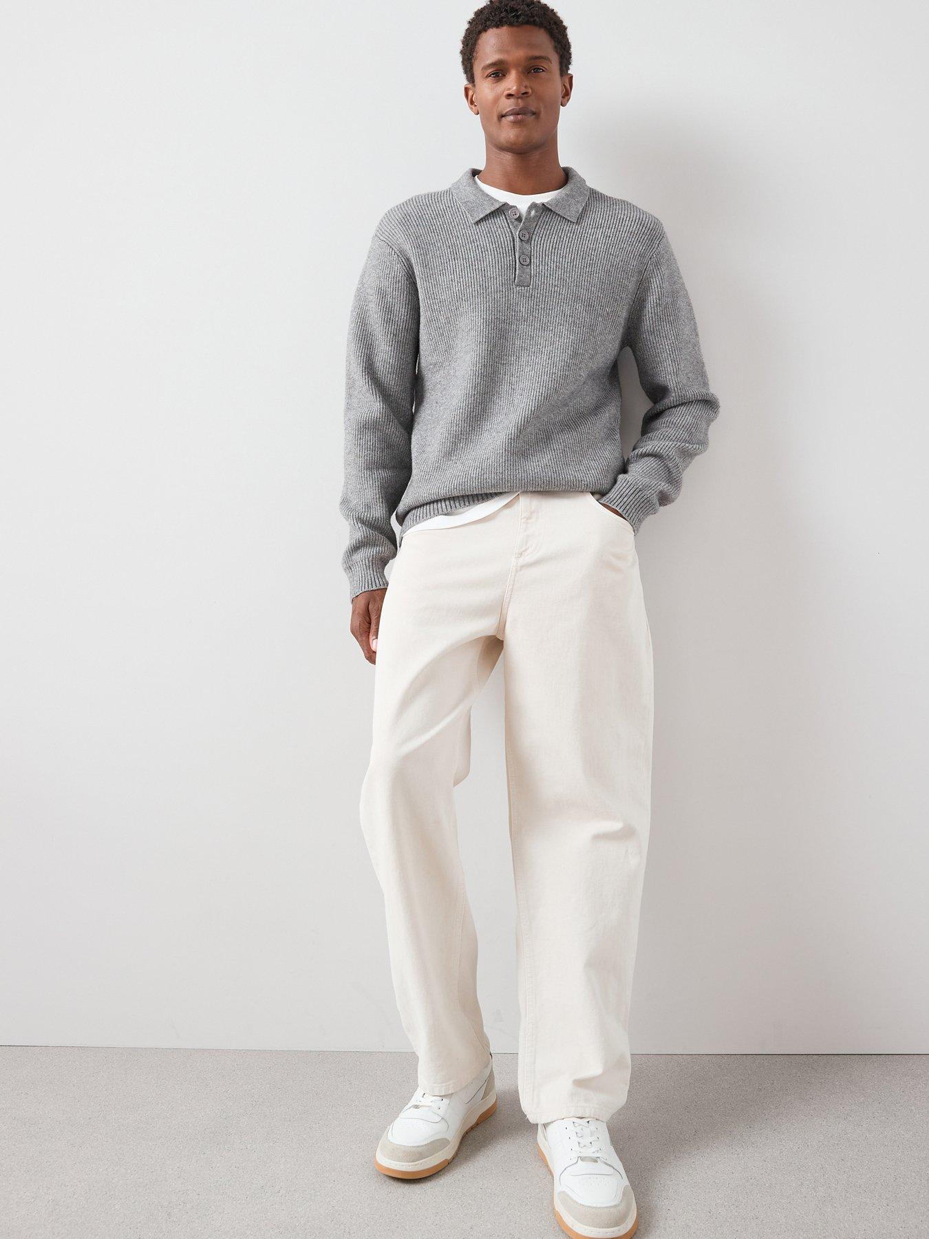 The Very Collection Chunky Soft Touch Knitted Polo Top - Grey
