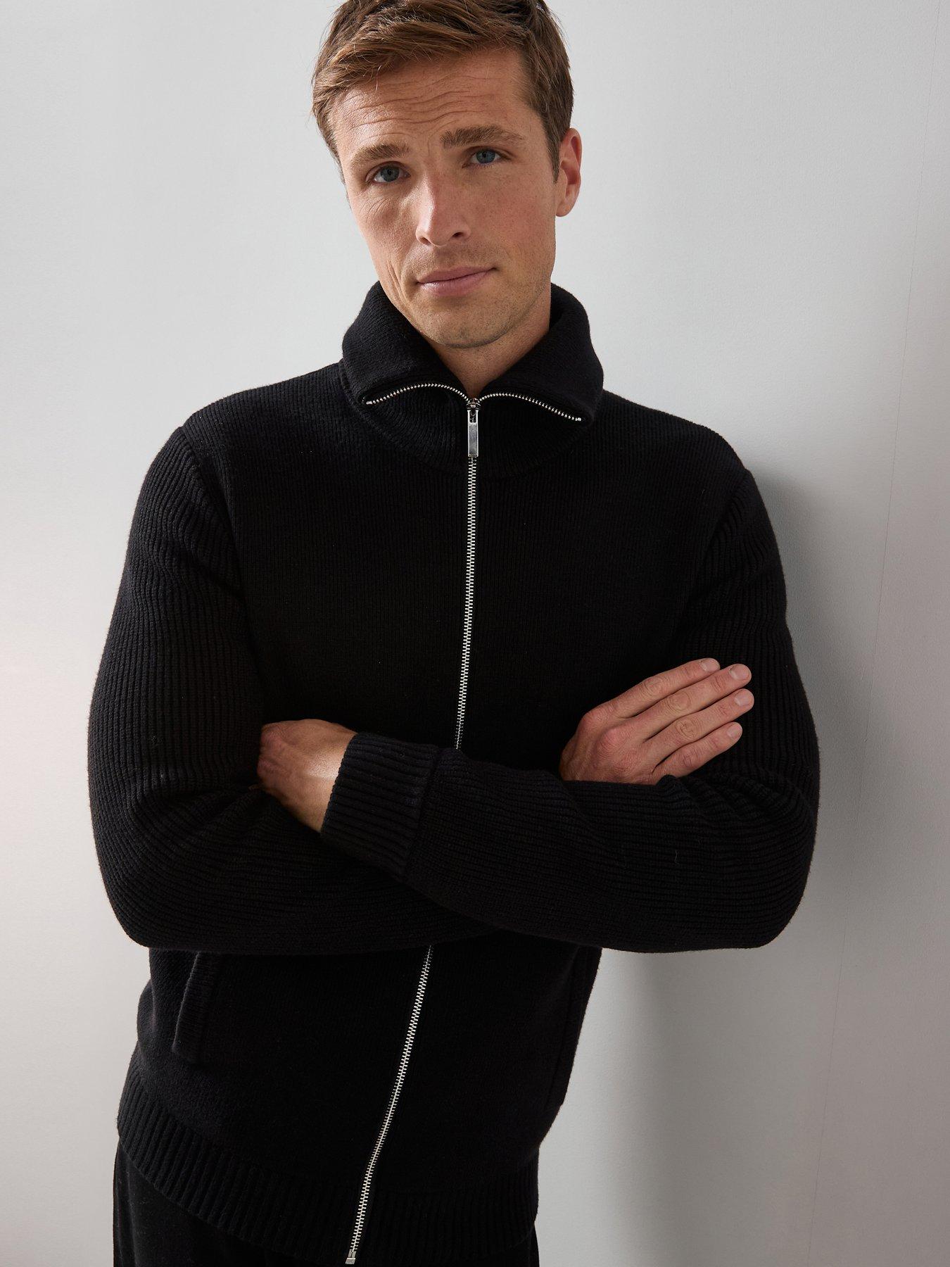 Image 1 of 6 of The Very Collection Chunky Soft Touch Zip Through Funnel Jumper - Black