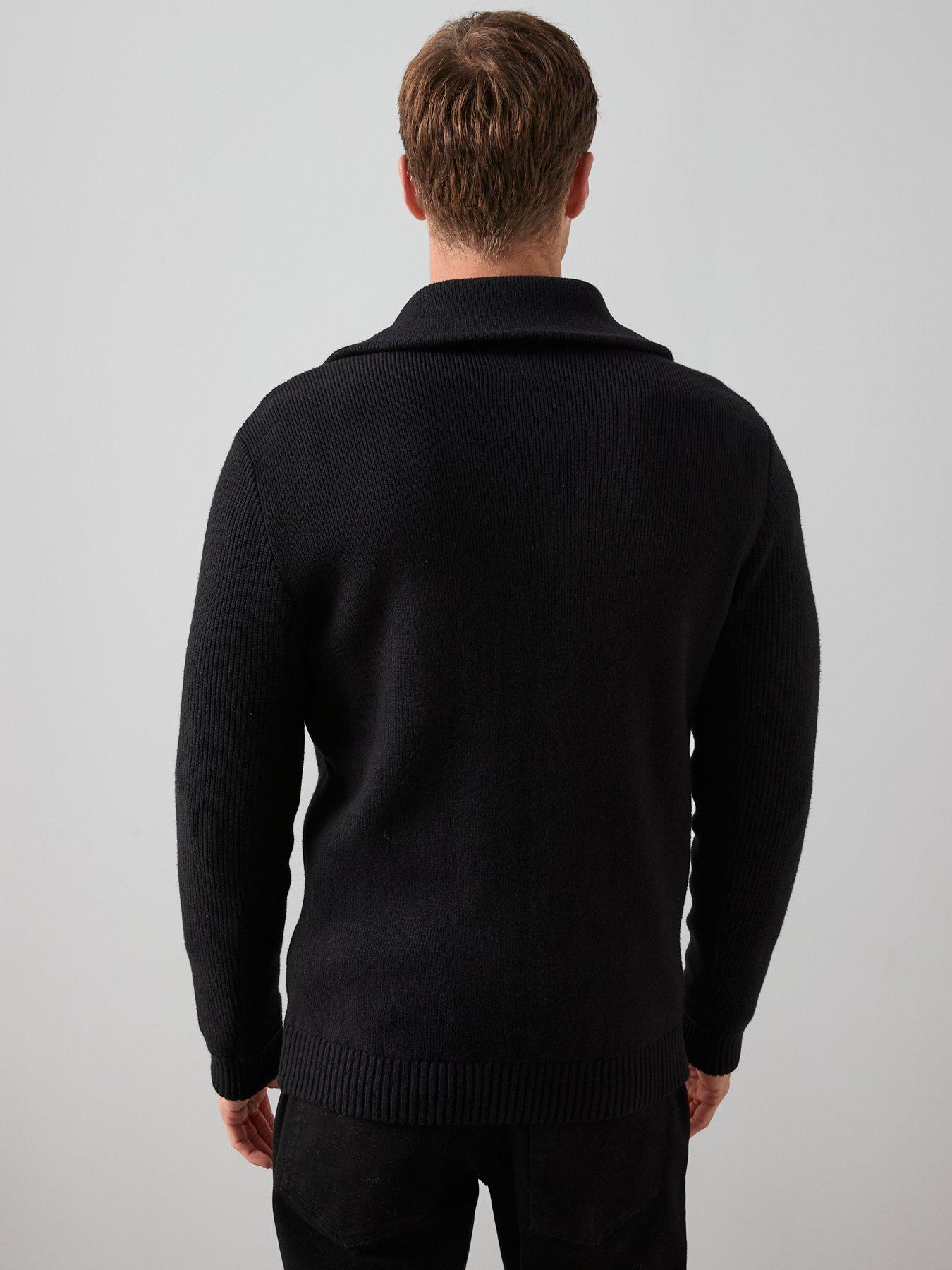 Image 2 of 6 of The Very Collection Chunky Soft Touch Zip Through Funnel Jumper - Black