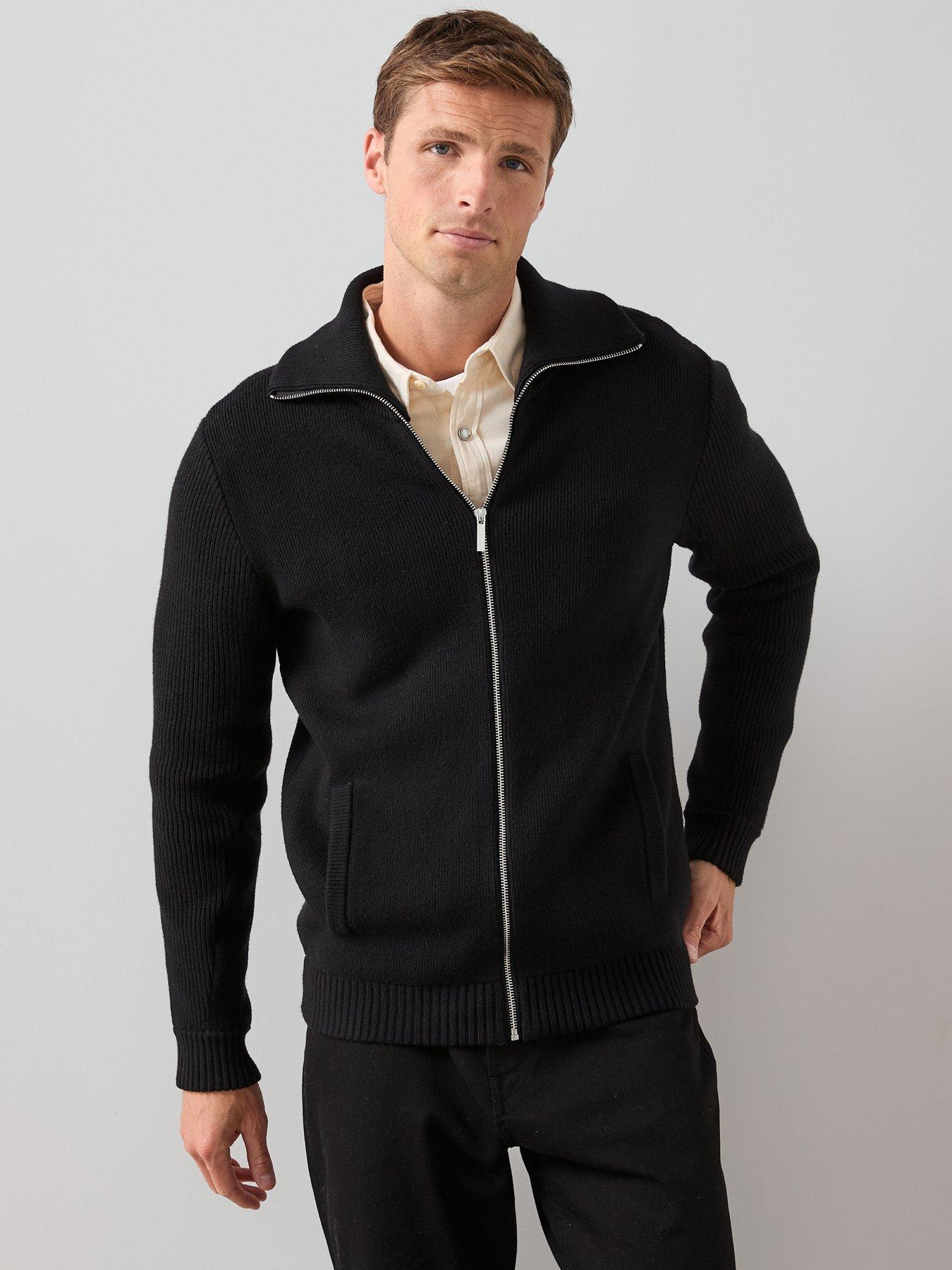 Image 5 of 6 of The Very Collection Chunky Soft Touch Zip Through Funnel Jumper - Black