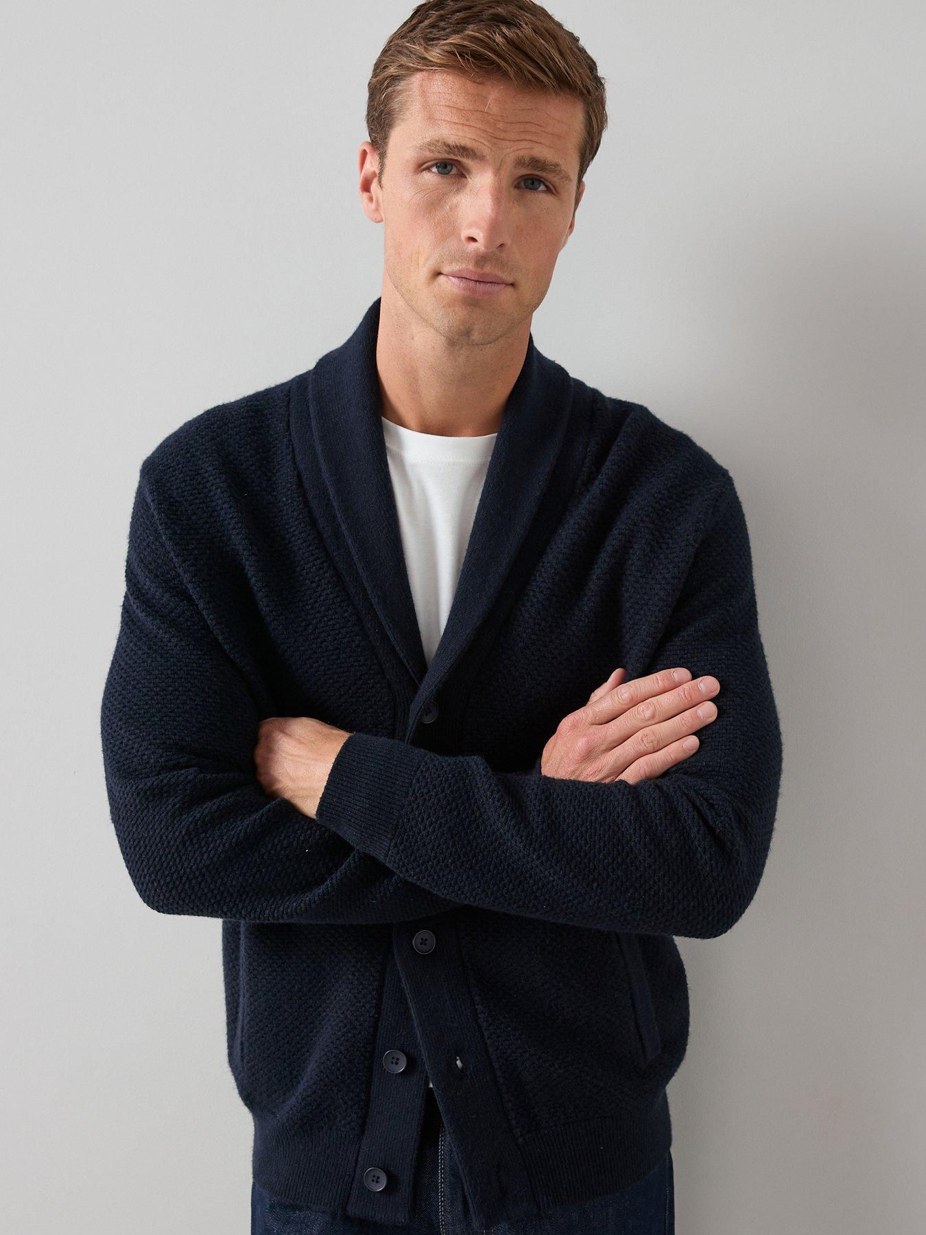 Image 1 of 6 of The Very Collection Chunky Textured Shawl Cardigan - Navy