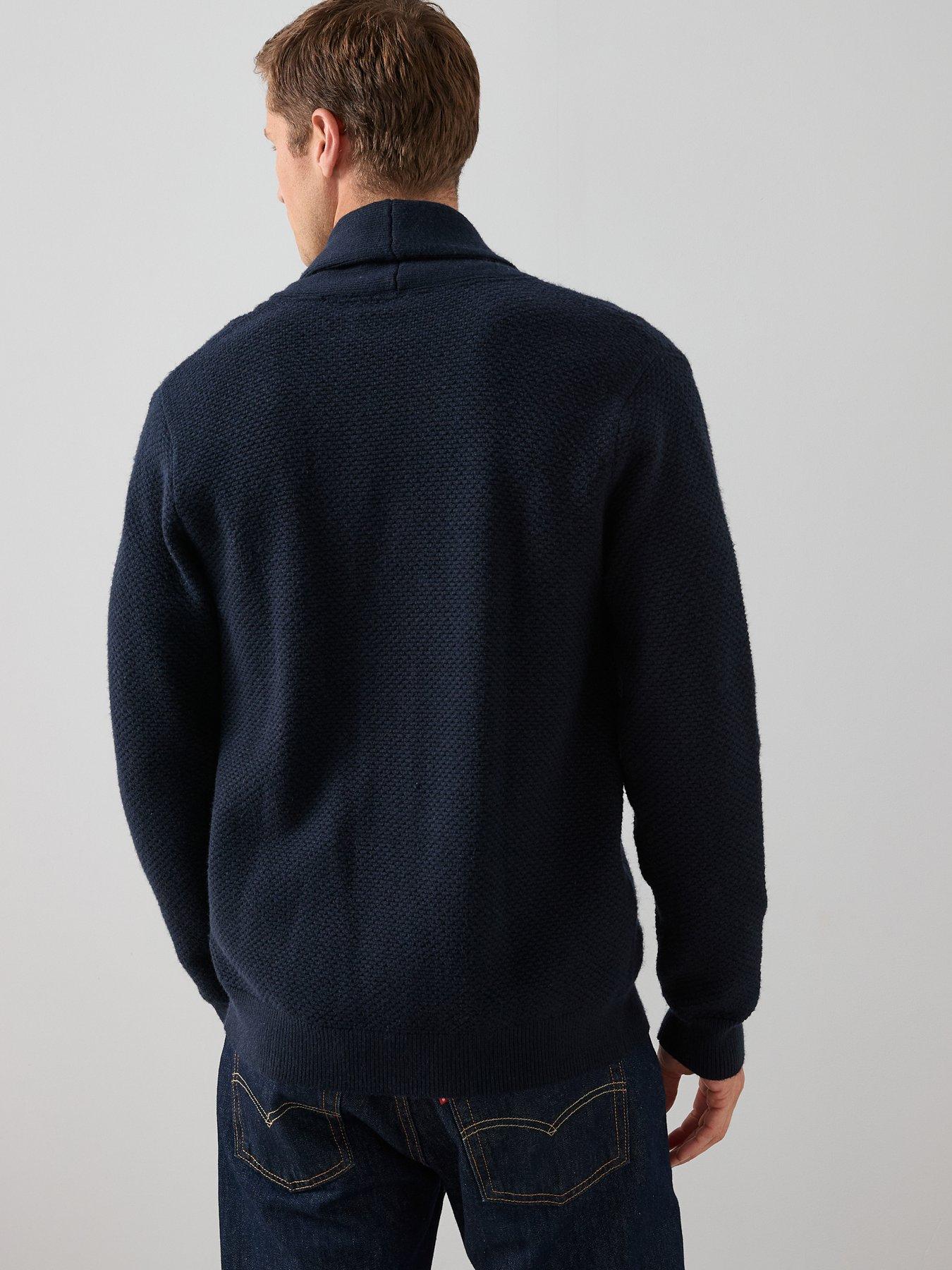 Image 2 of 6 of The Very Collection Chunky Textured Shawl Cardigan - Navy