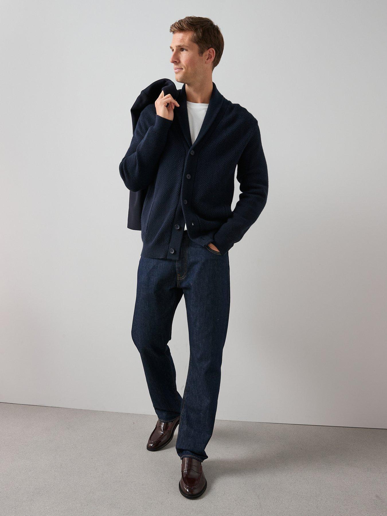 Image 3 of 6 of The Very Collection Chunky Textured Shawl Cardigan - Navy