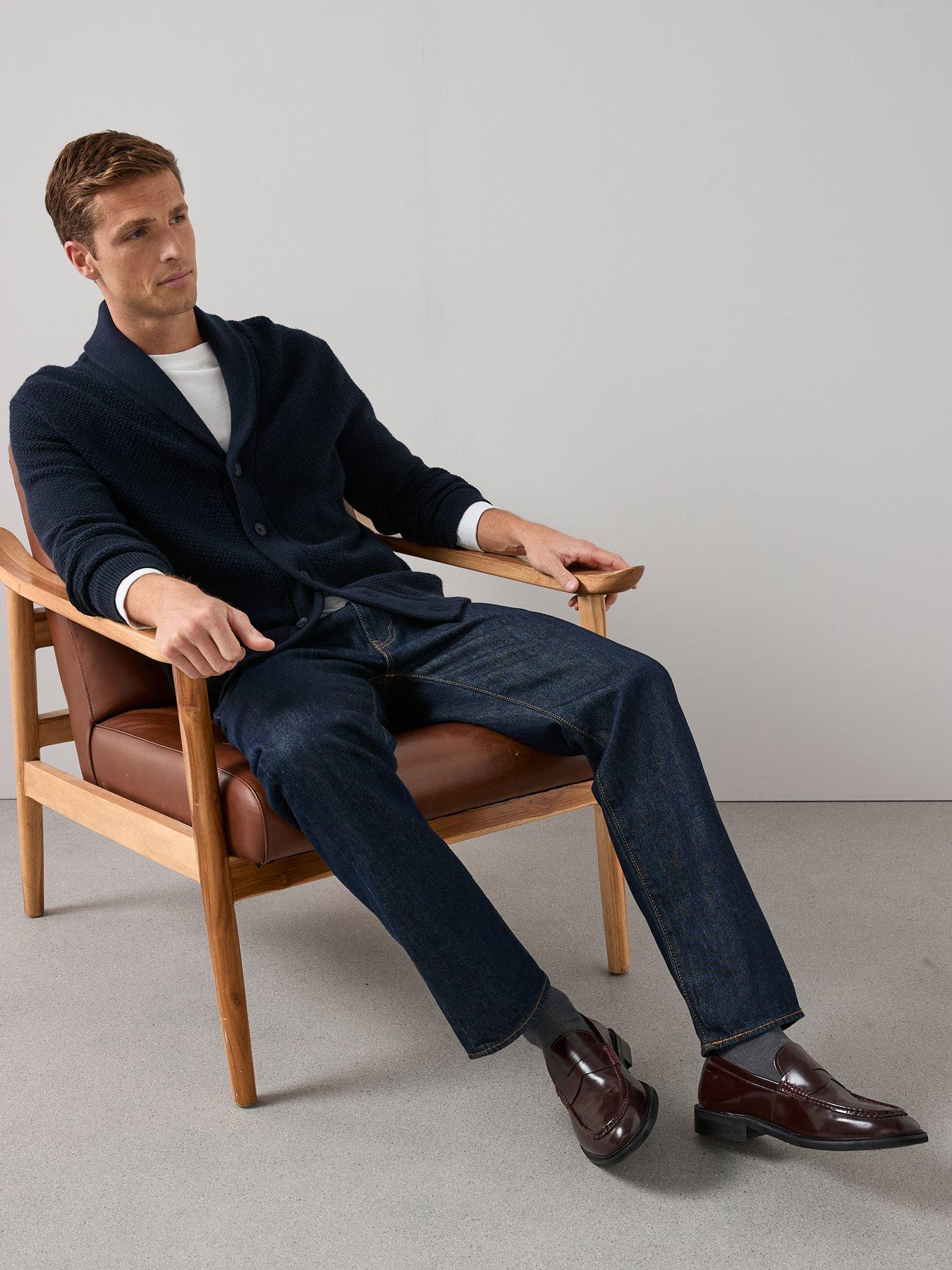 Image 5 of 6 of The Very Collection Chunky Textured Shawl Cardigan - Navy