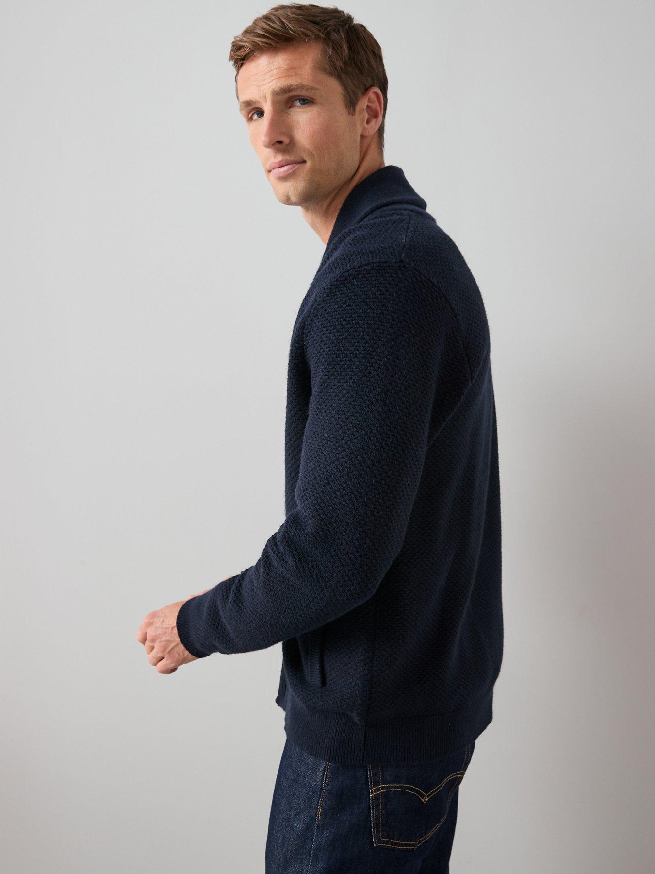 Image 6 of 6 of The Very Collection Chunky Textured Shawl Cardigan - Navy