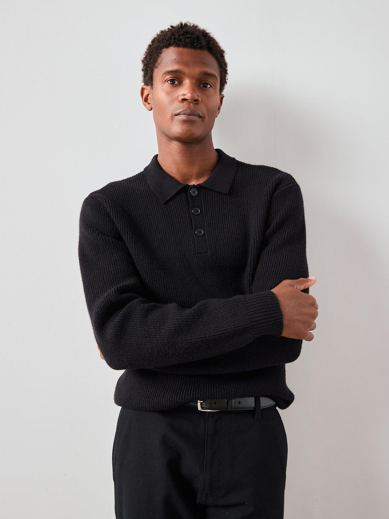 undefined Chunky Soft Touch Knitted Polo - Black
