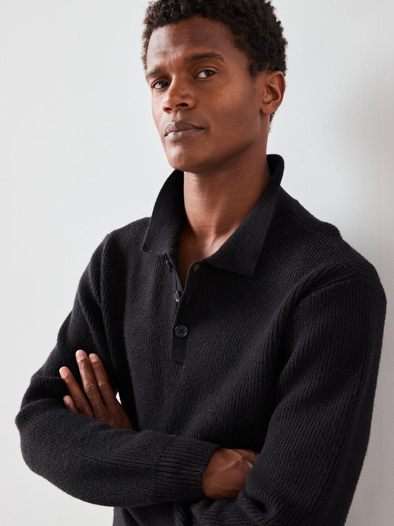 Image 5 of 6 of The Very Collection Chunky Soft Touch Knitted Polo - Black