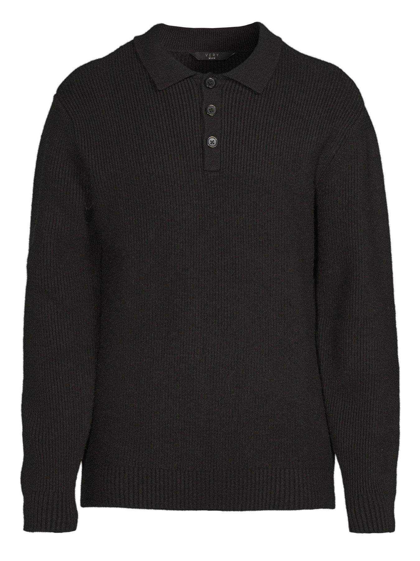 Image 7 of 7 of The Very Collection Chunky Super Soft Knitted Polo - Black