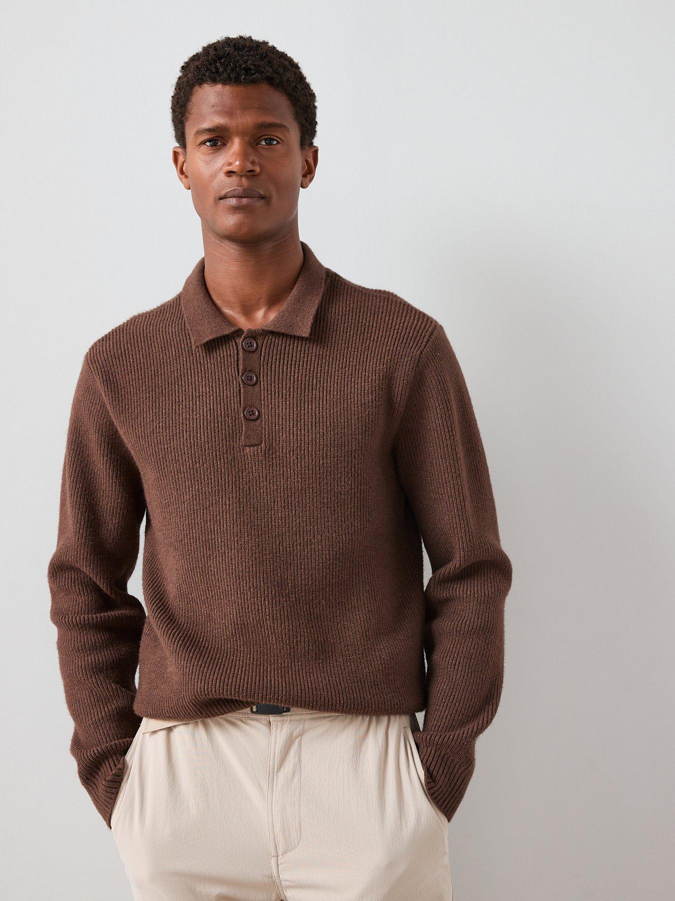 undefined Chunky Soft Touch Knitted Polo - Brown