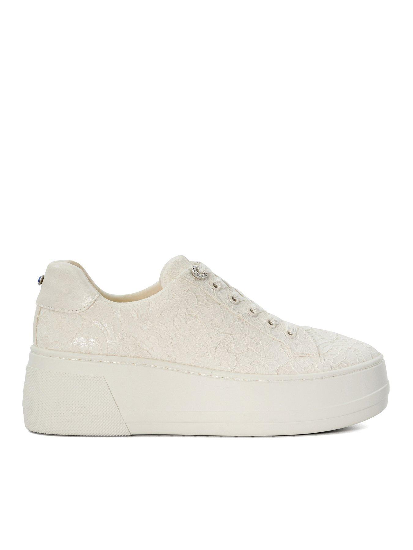  image of dune-london-embraced-lace-detail-platform-trainer-ivory