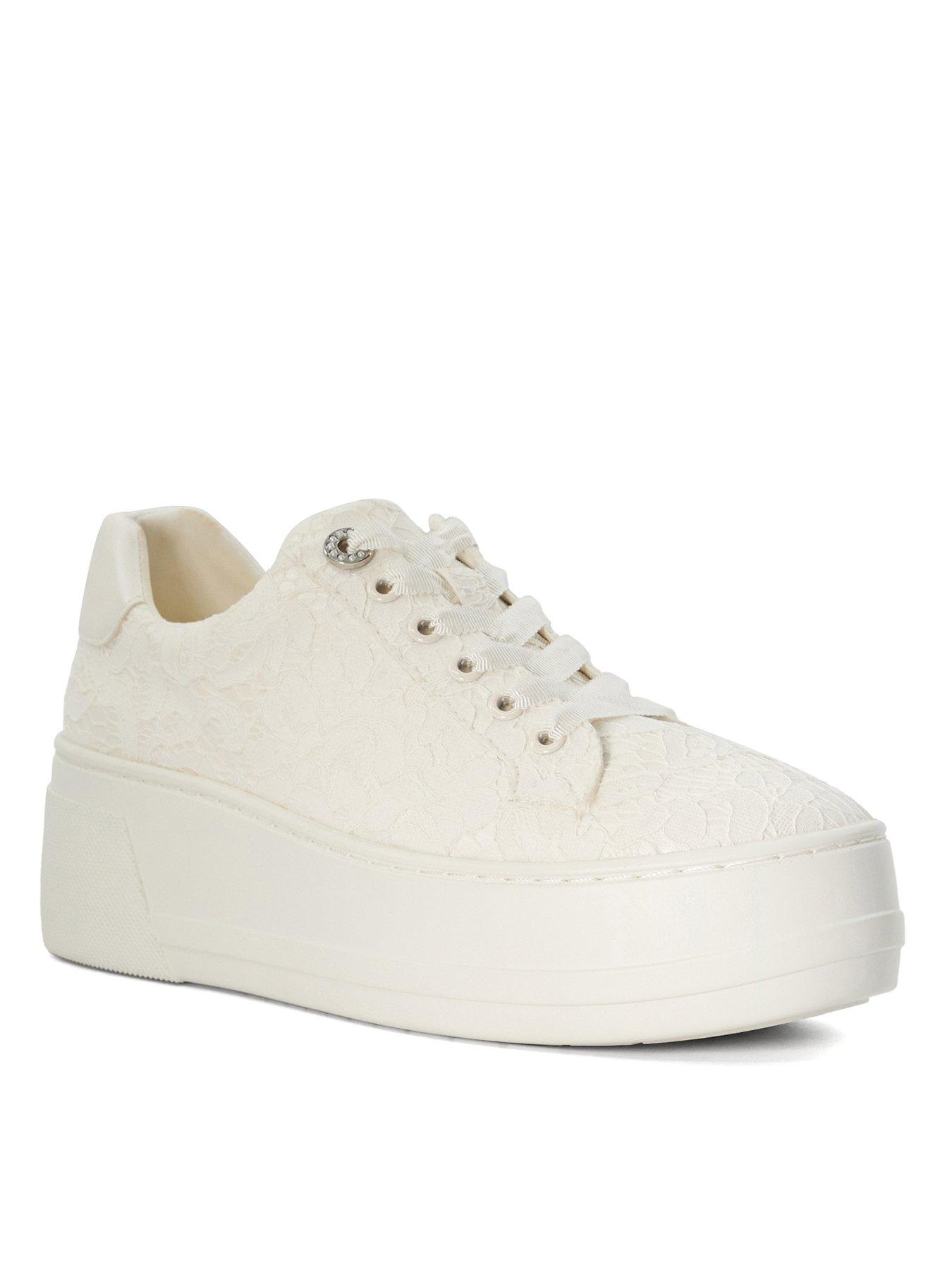  image of dune-london-embraced-lace-detail-platform-trainer-ivory