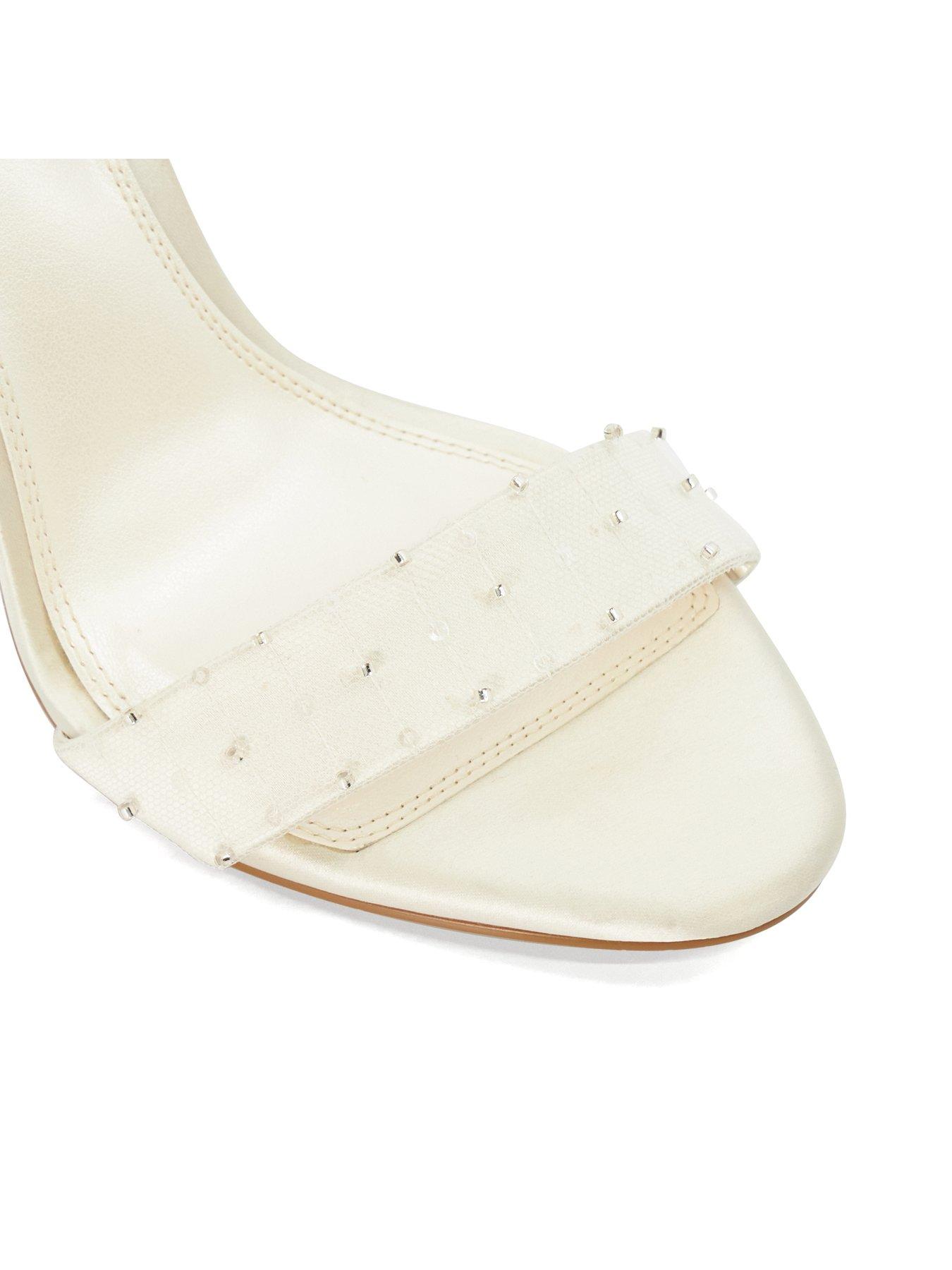  image of dune-london-melodies-bridal-ribbon-tie-block-heeled-sandals-ivory
