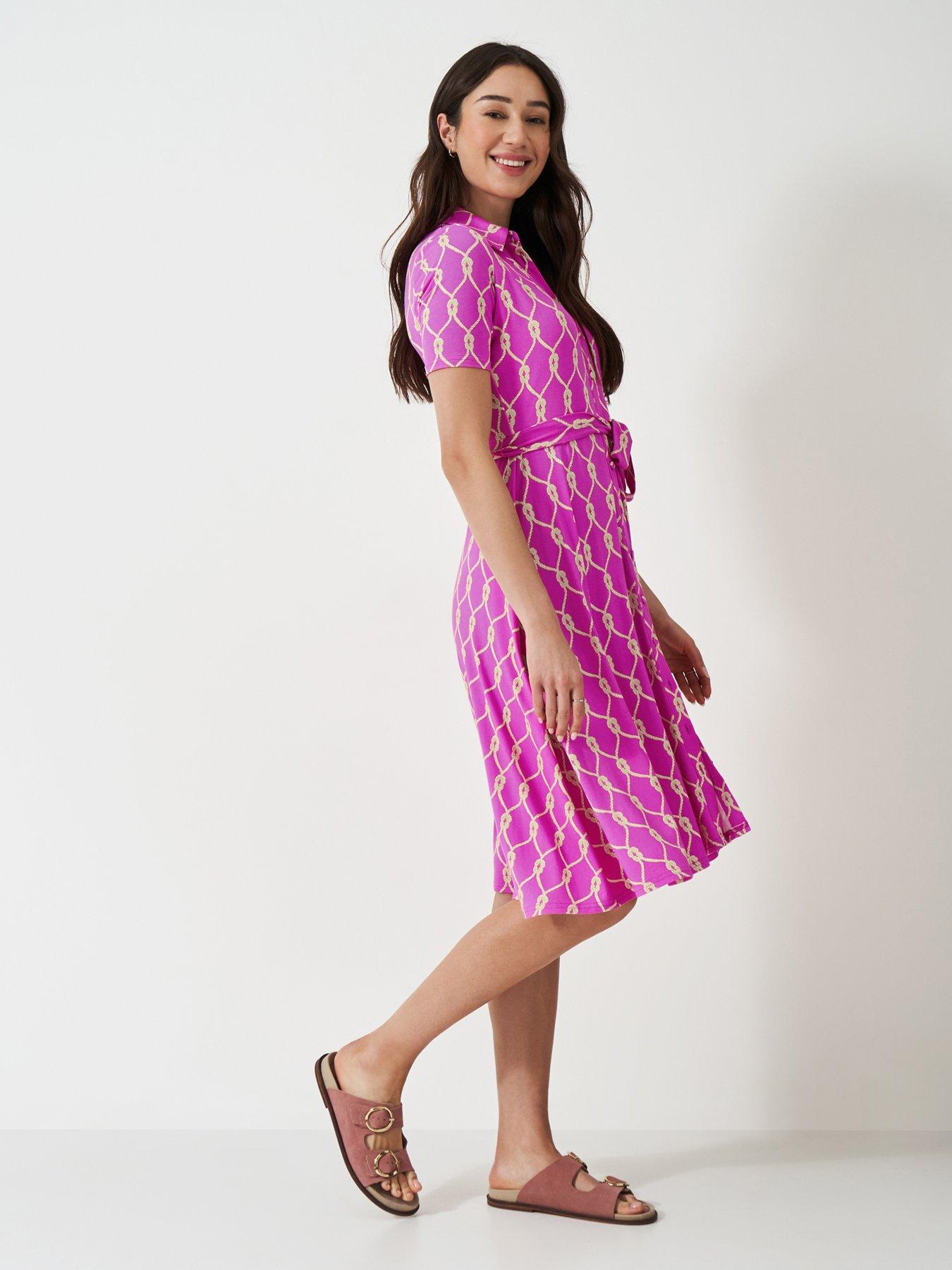  image of crew-clothing-emma-jersey-shirt-dress-pink
