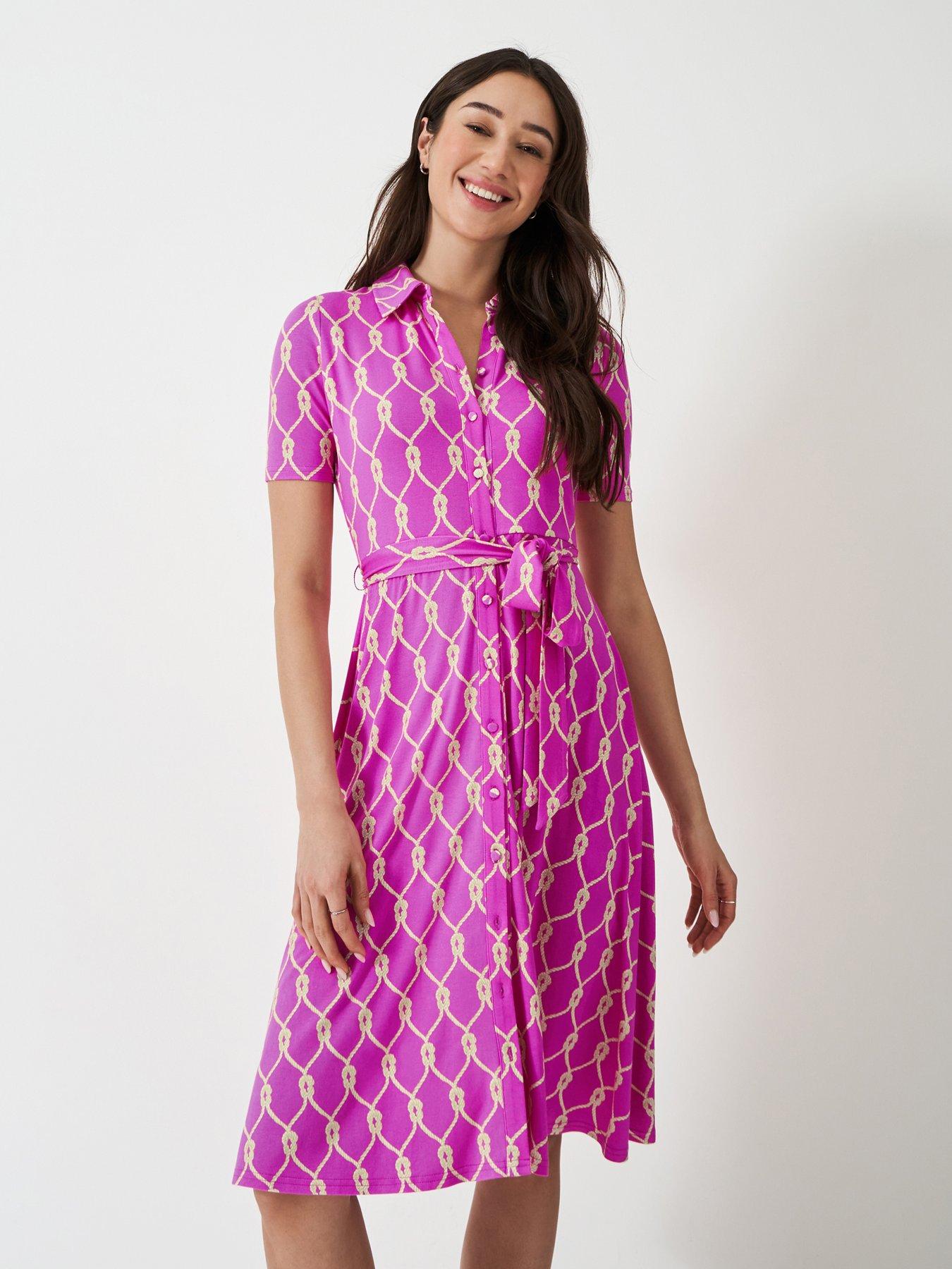  image of crew-clothing-emma-jersey-shirt-dress-pink