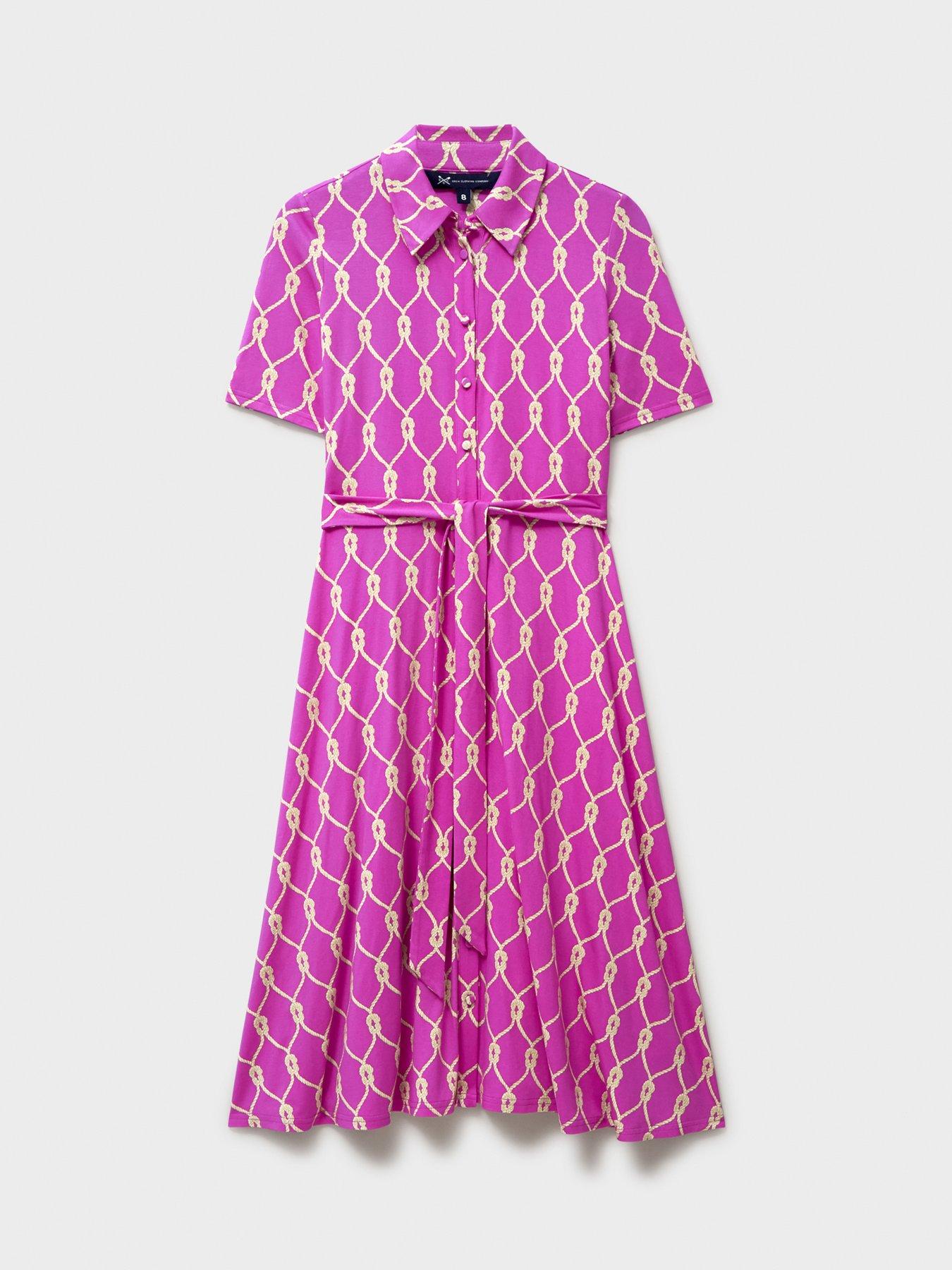  image of crew-clothing-emma-jersey-shirt-dress-pink