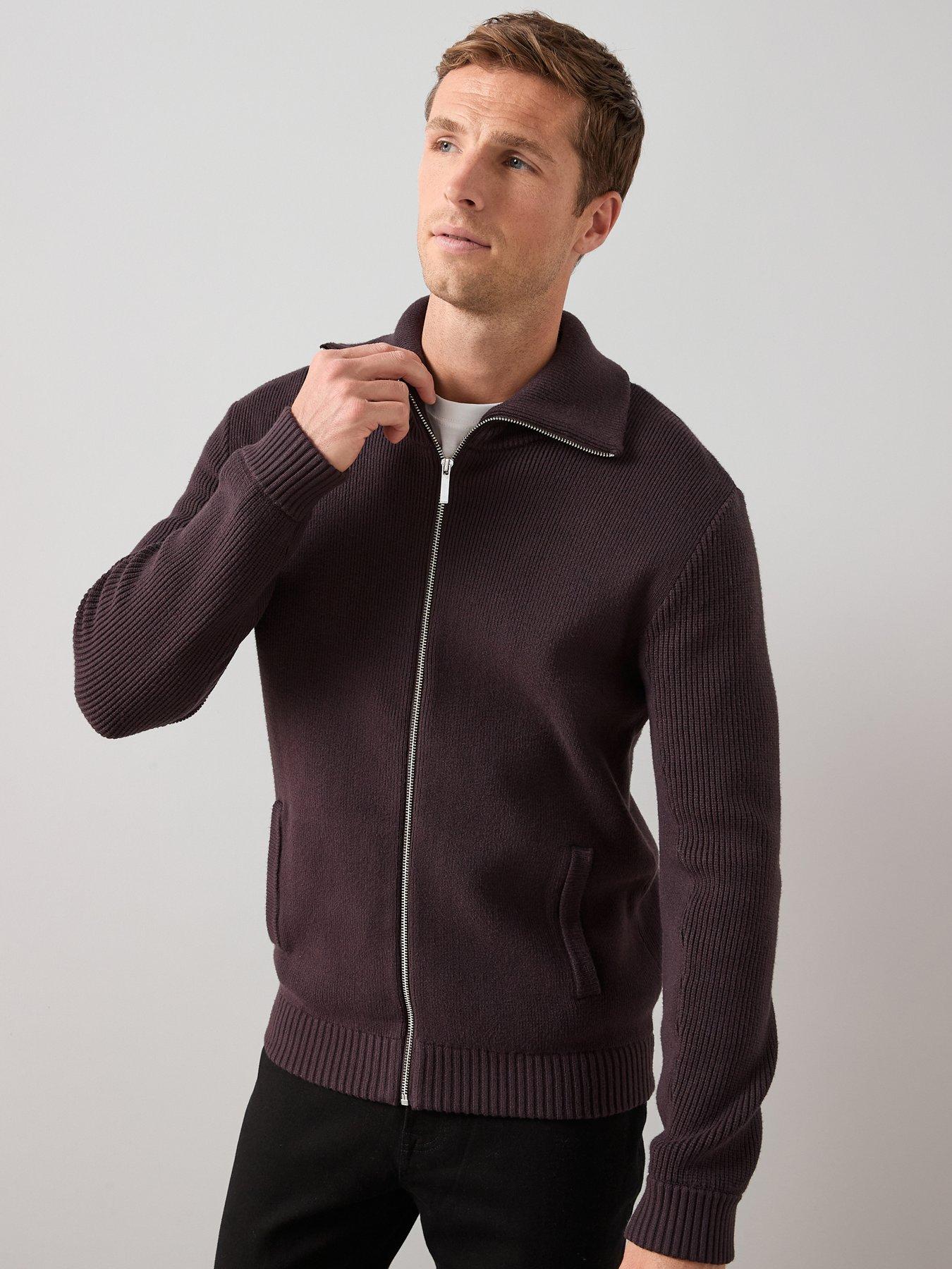 the-very-collection-chunky-soft-touch-zip-through-funnel-jumper-burgundy