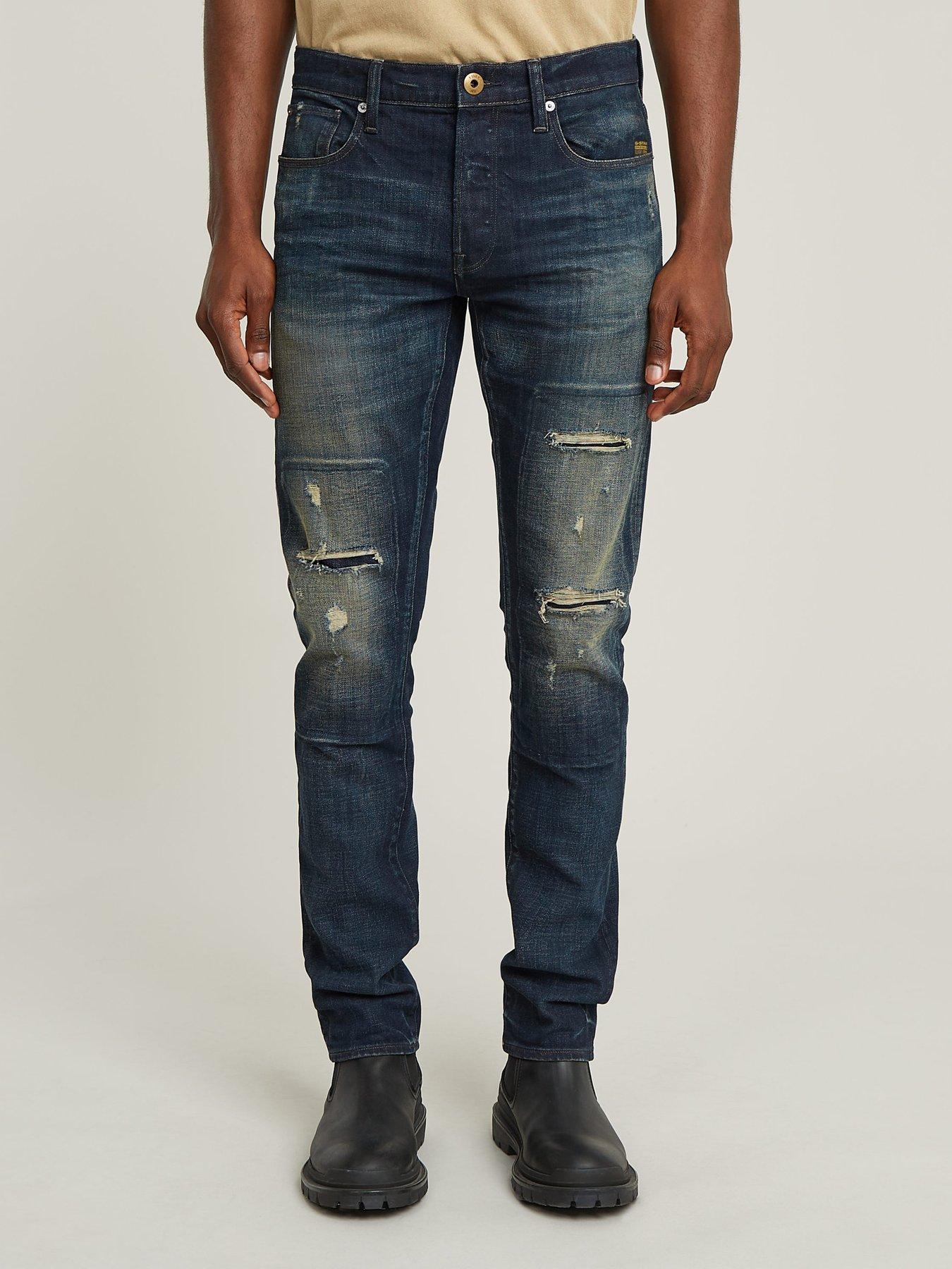 g-star-raw-g-star-3301-slim-tapered-distressed-jeans-dark-blue