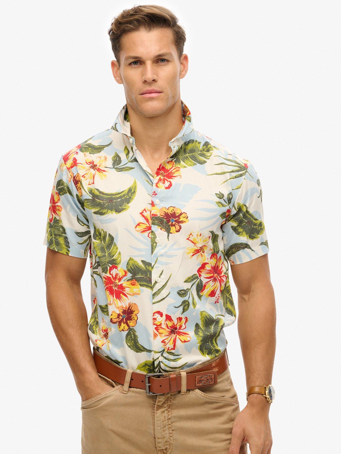 front image of superdry-hawaiian-print-short-sleeve-shirt-multi
