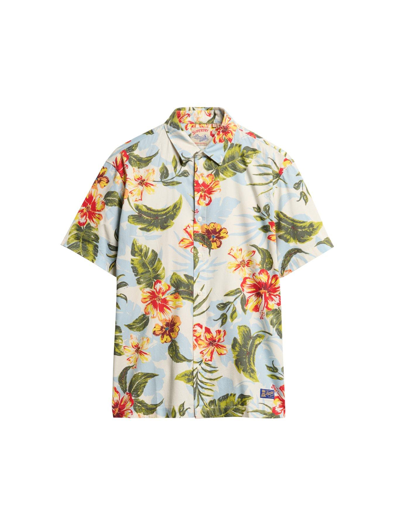  image of superdry-hawaiian-print-short-sleeve-shirt-multi