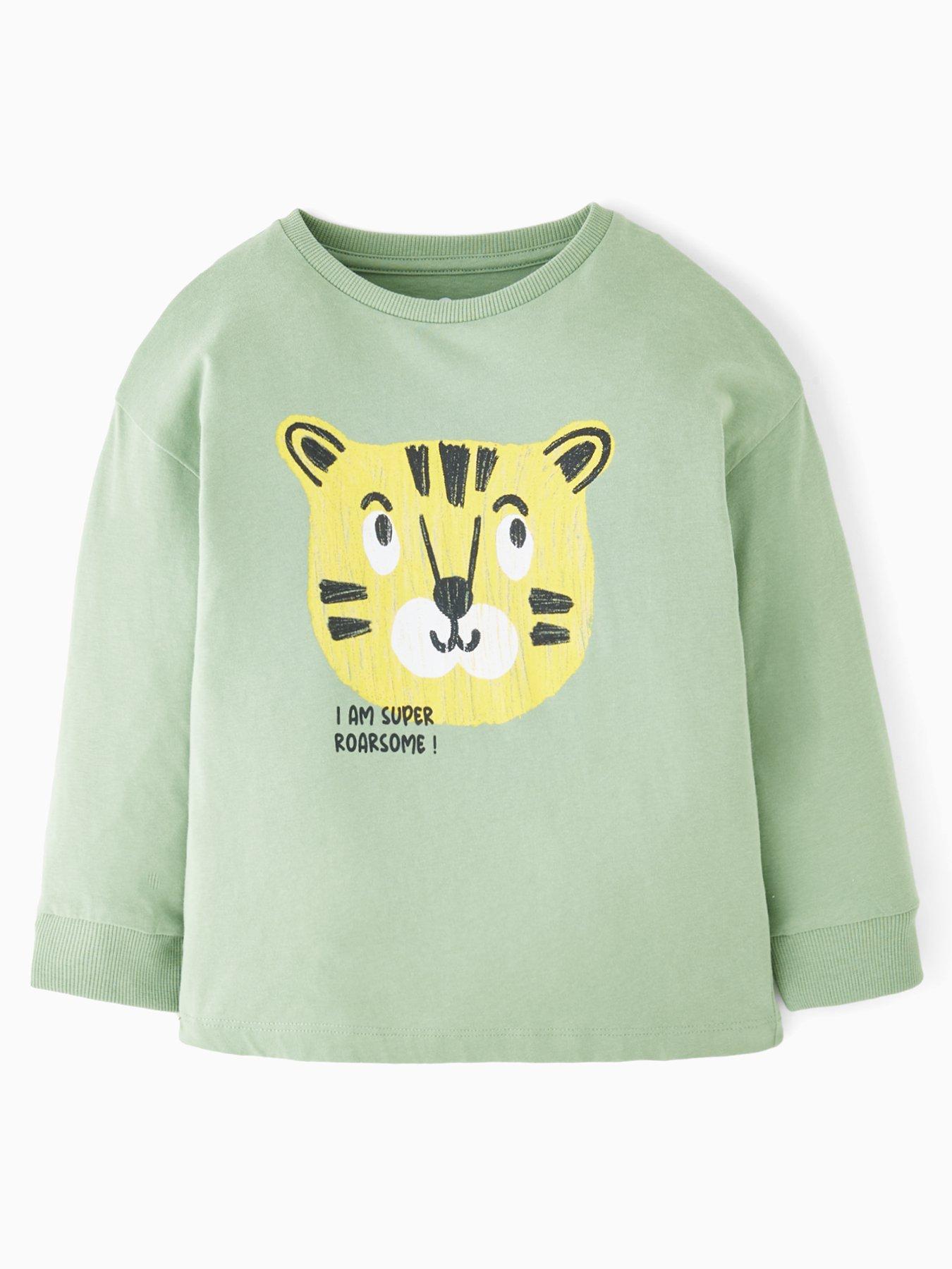 Mini V by Very Boys Long Sleeve Animal T-Shirt - Green