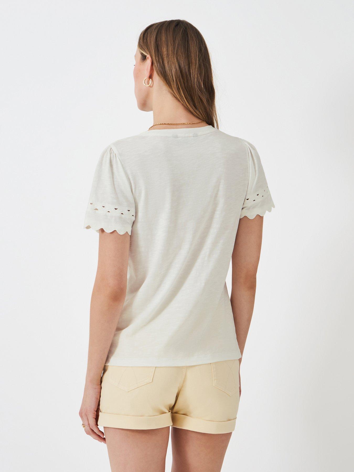  image of crew-clothing-sleeve-detail-neck-top-white