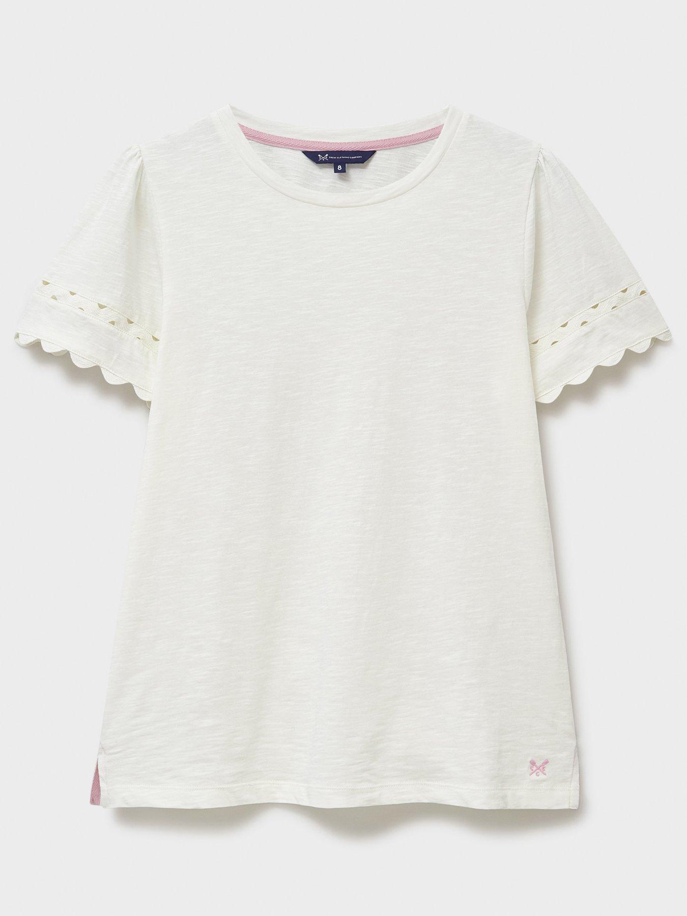  image of crew-clothing-sleeve-detail-neck-top-white