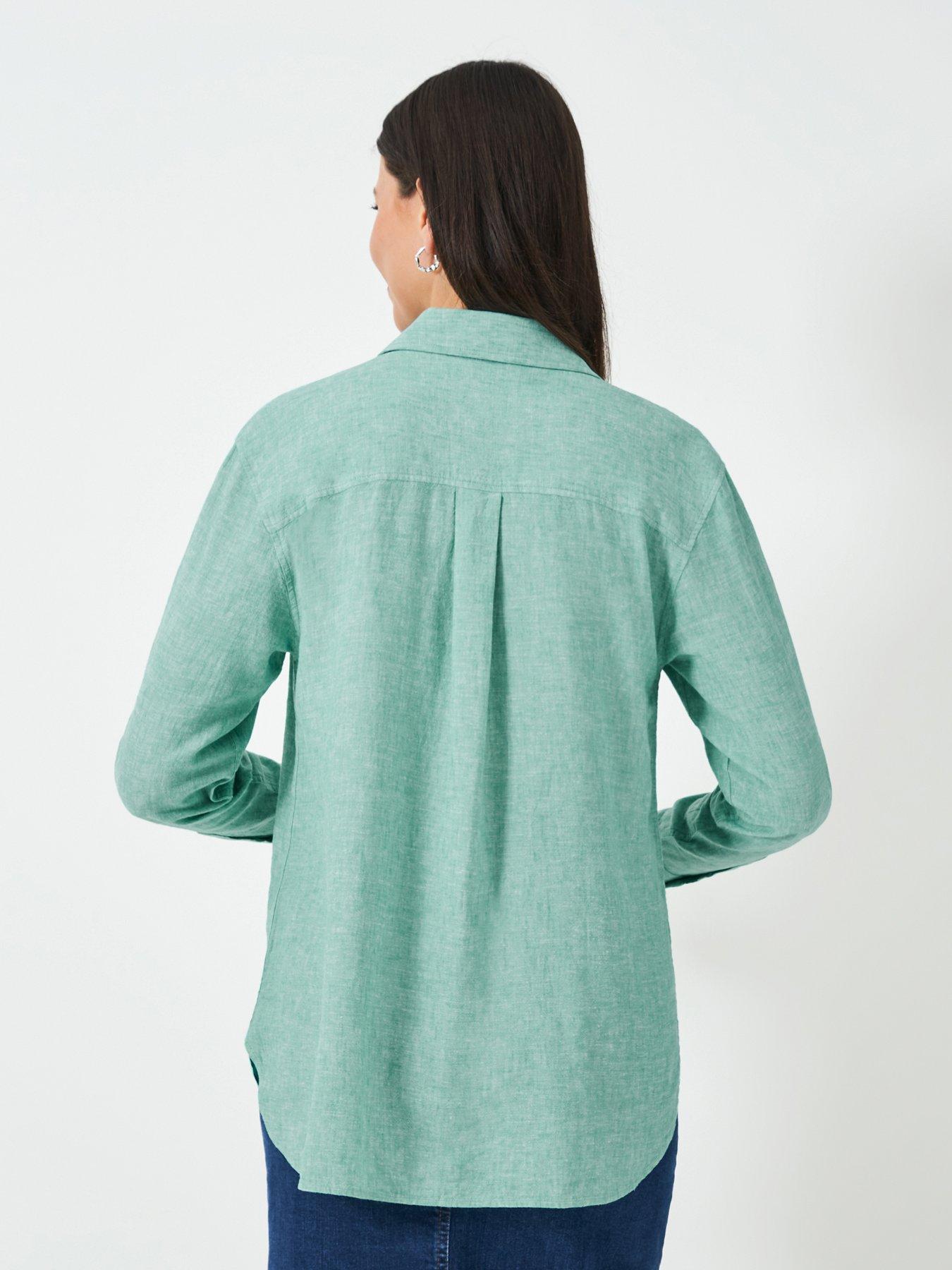 stillFront image of crew-clothing-linen-blend-shirt-blue