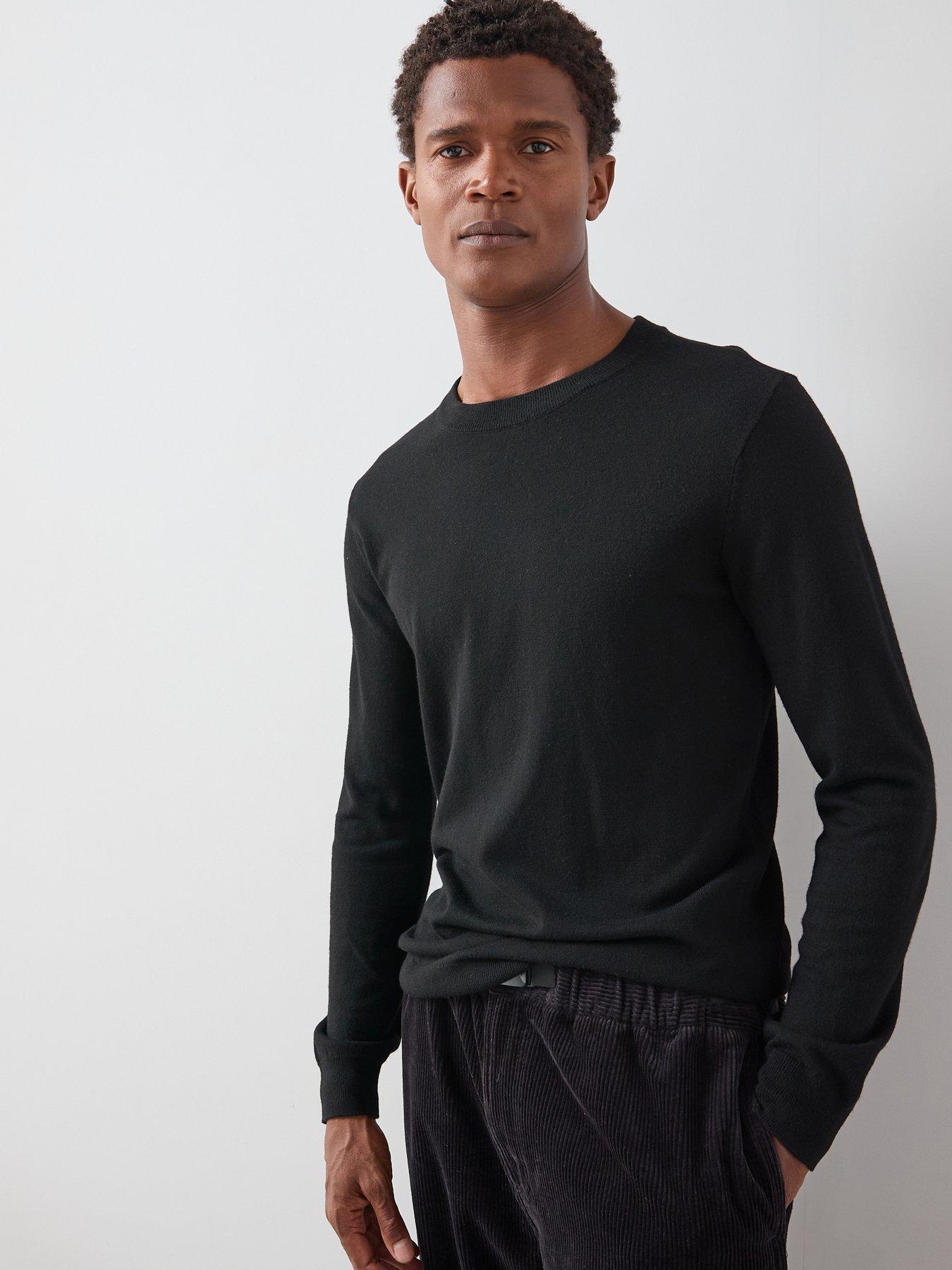 undefined High Neck Crew Neck Jumper with Wool - Black