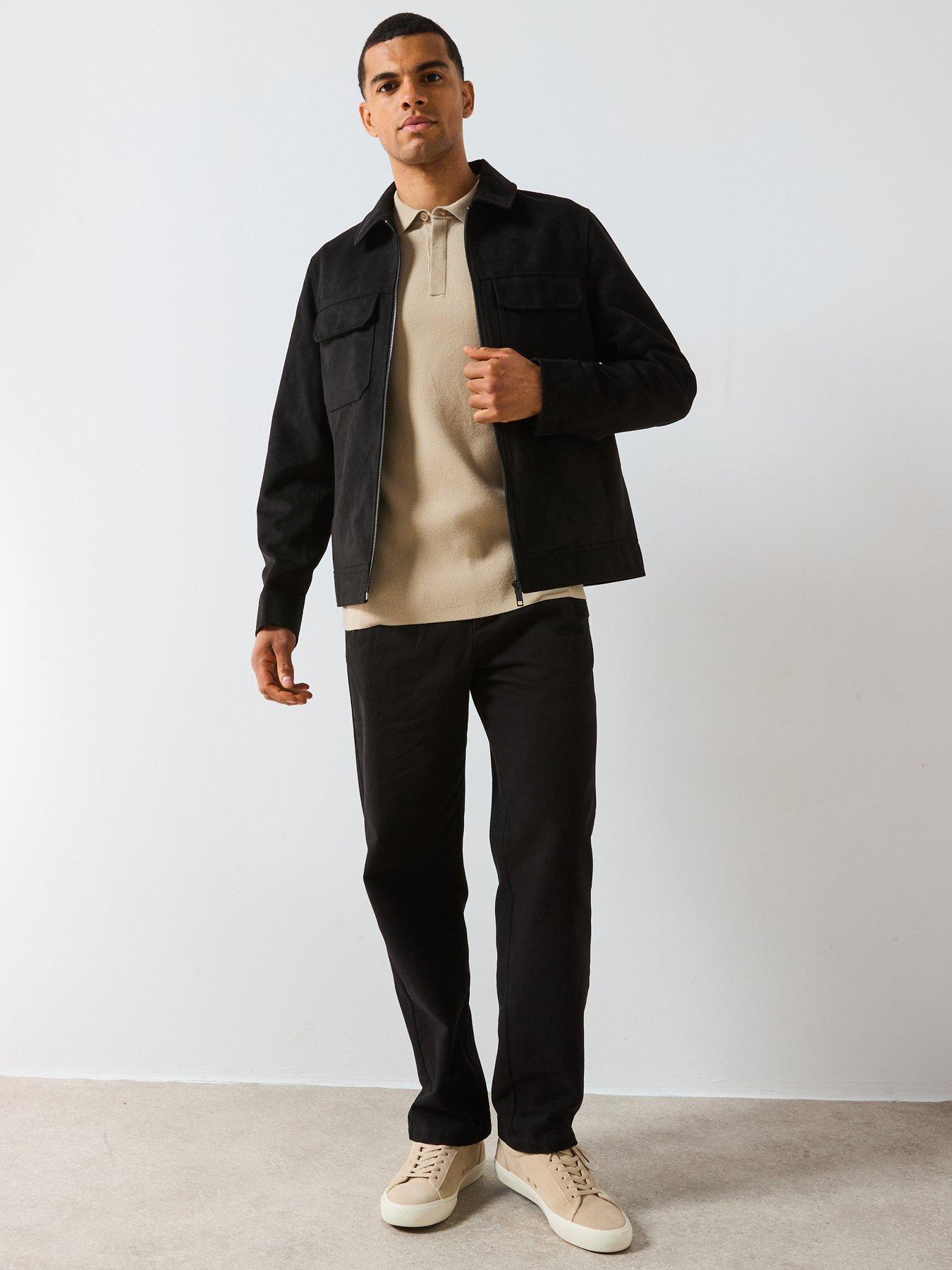  image of very-man-knitted-rib-short-sleeve-polo-stone