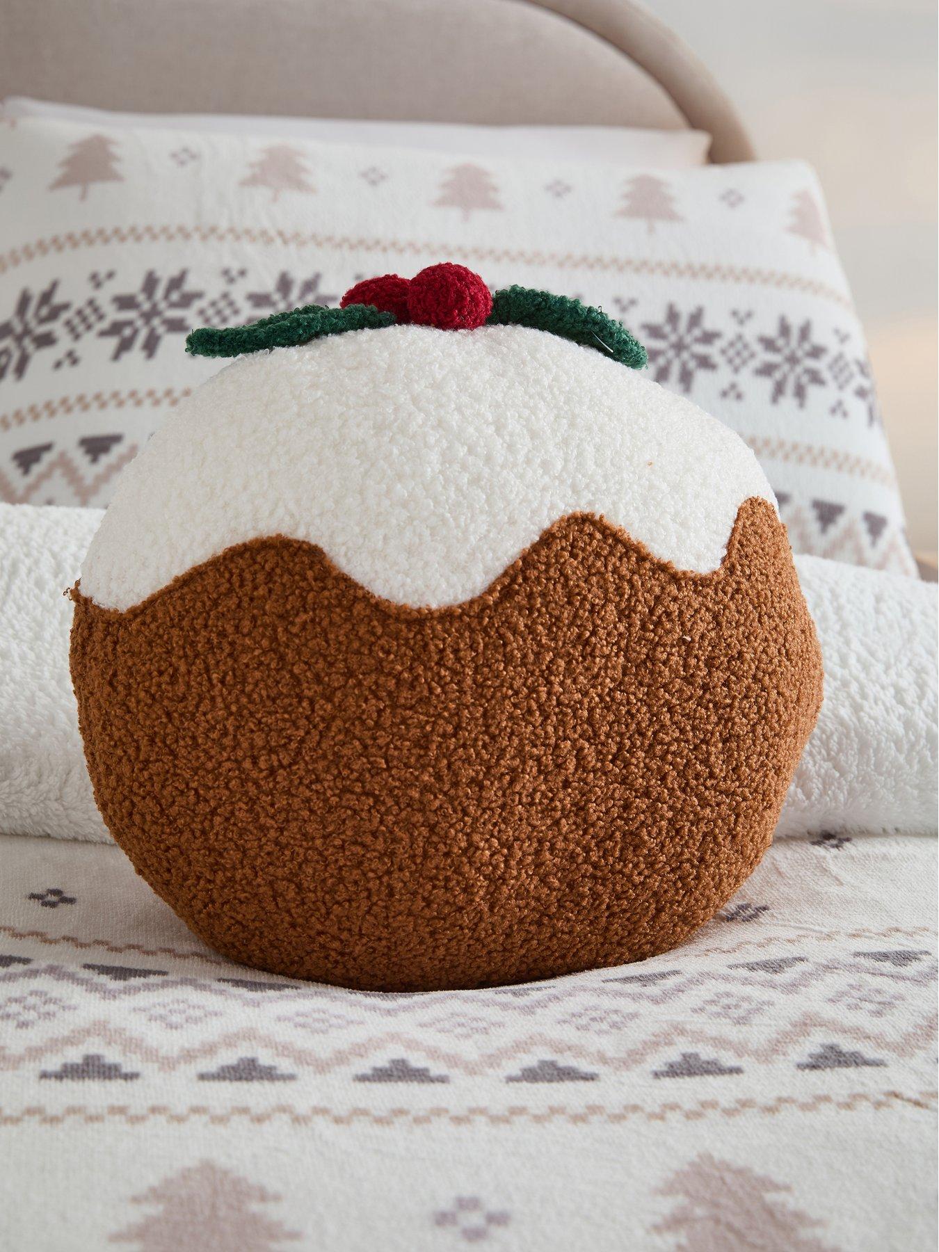 Very Home Christmas Pudding Shaped Cushion