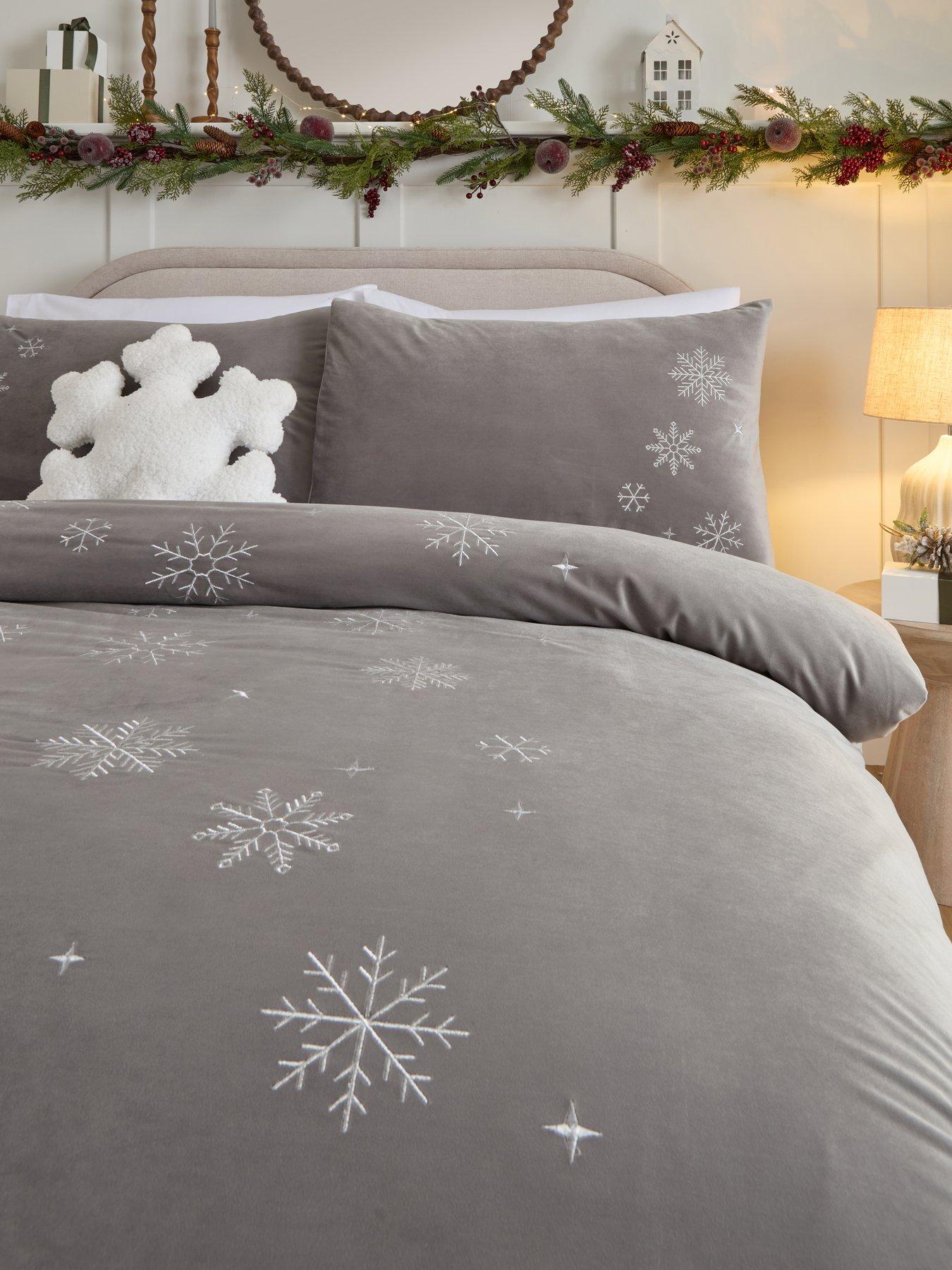 Image 3 of 5 of The Very Collection Snowflake Embroidered Velvet Duvet Cover&nbsp;Set - Silver
