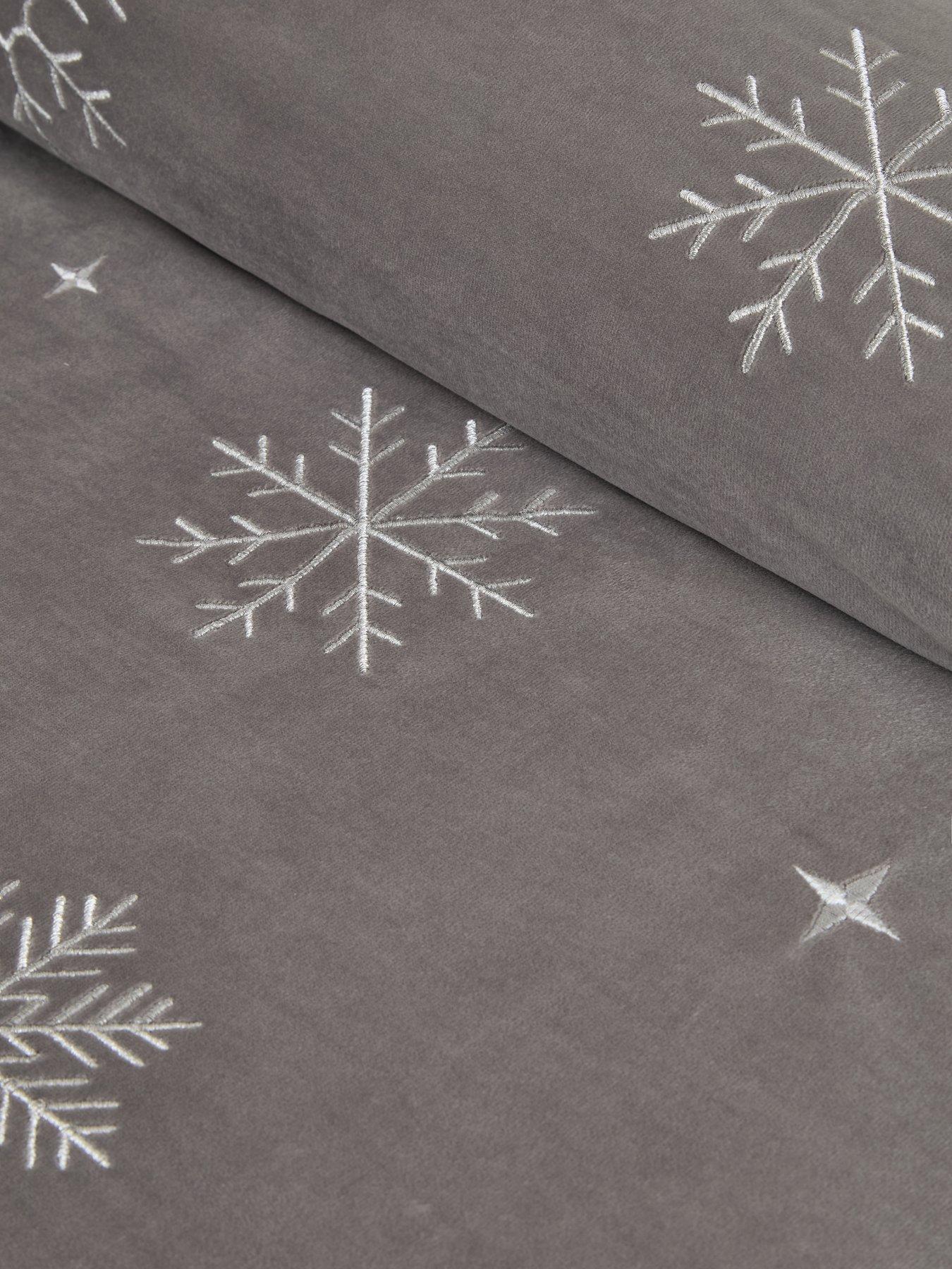  image of very-home-snowflake-embroidered-velvet-duvet-covernbspset-silver