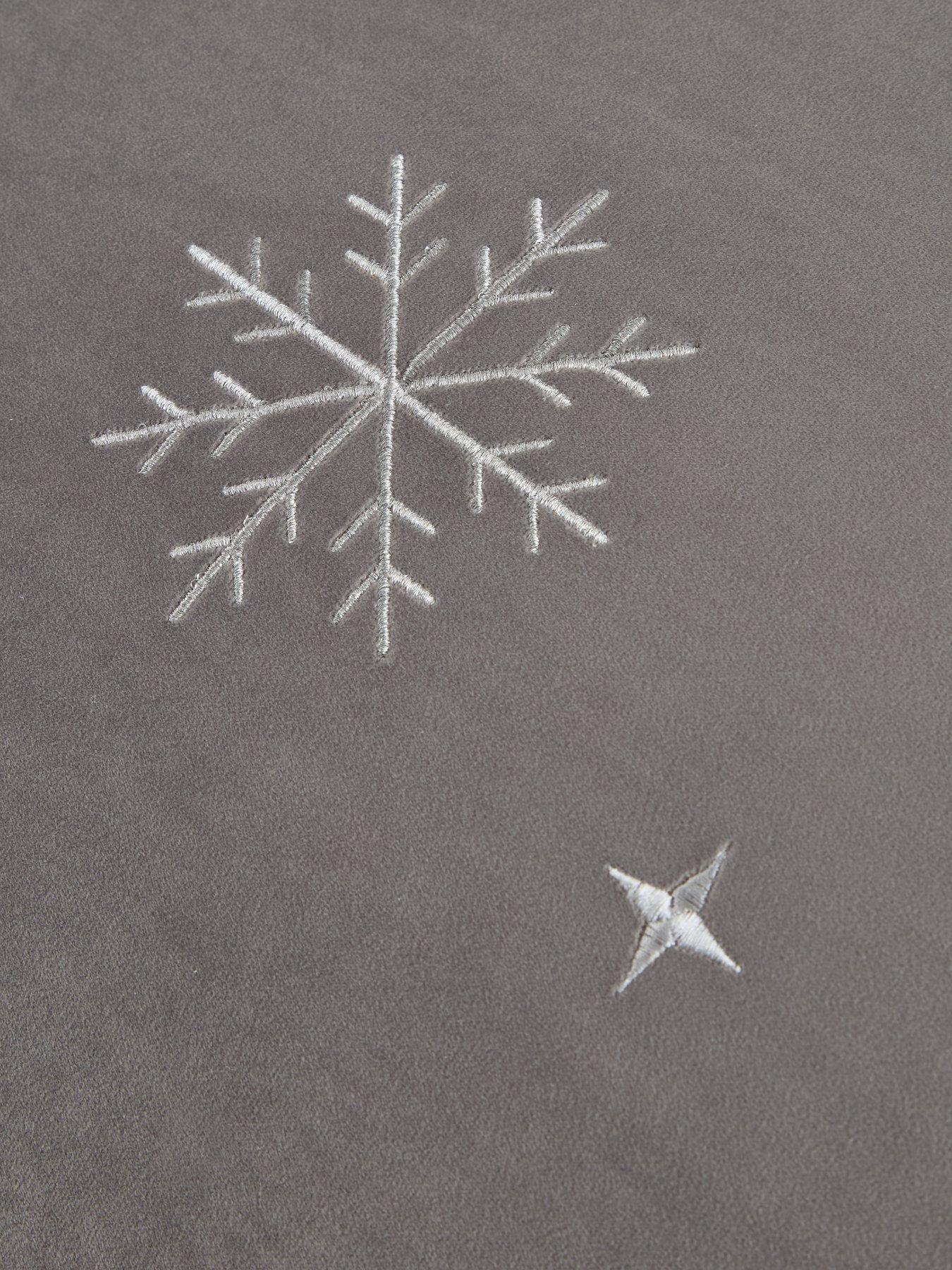  image of very-home-snowflake-embroidered-velvet-duvet-covernbspset-silver
