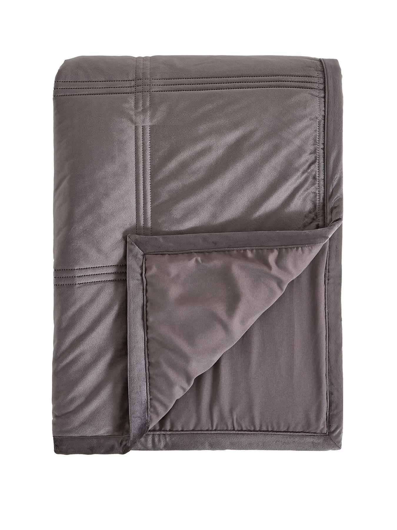 Image 2 of 5 of Very Home Luxe Velvet Bedspread 165x240cm - Charcoal