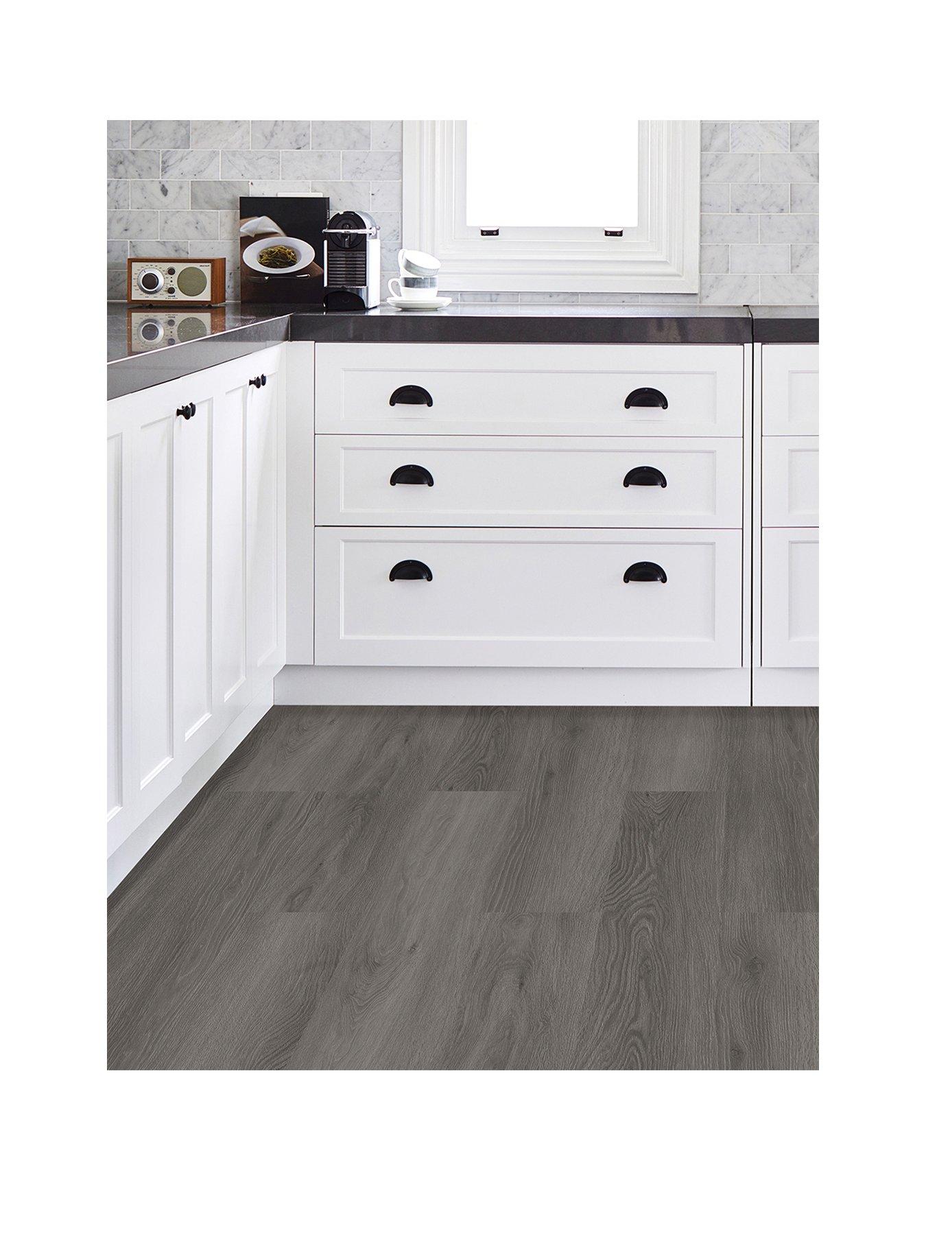 Floor Pops Pack of 7 Charcoal Wood Peel  &  Stick Floor Planks