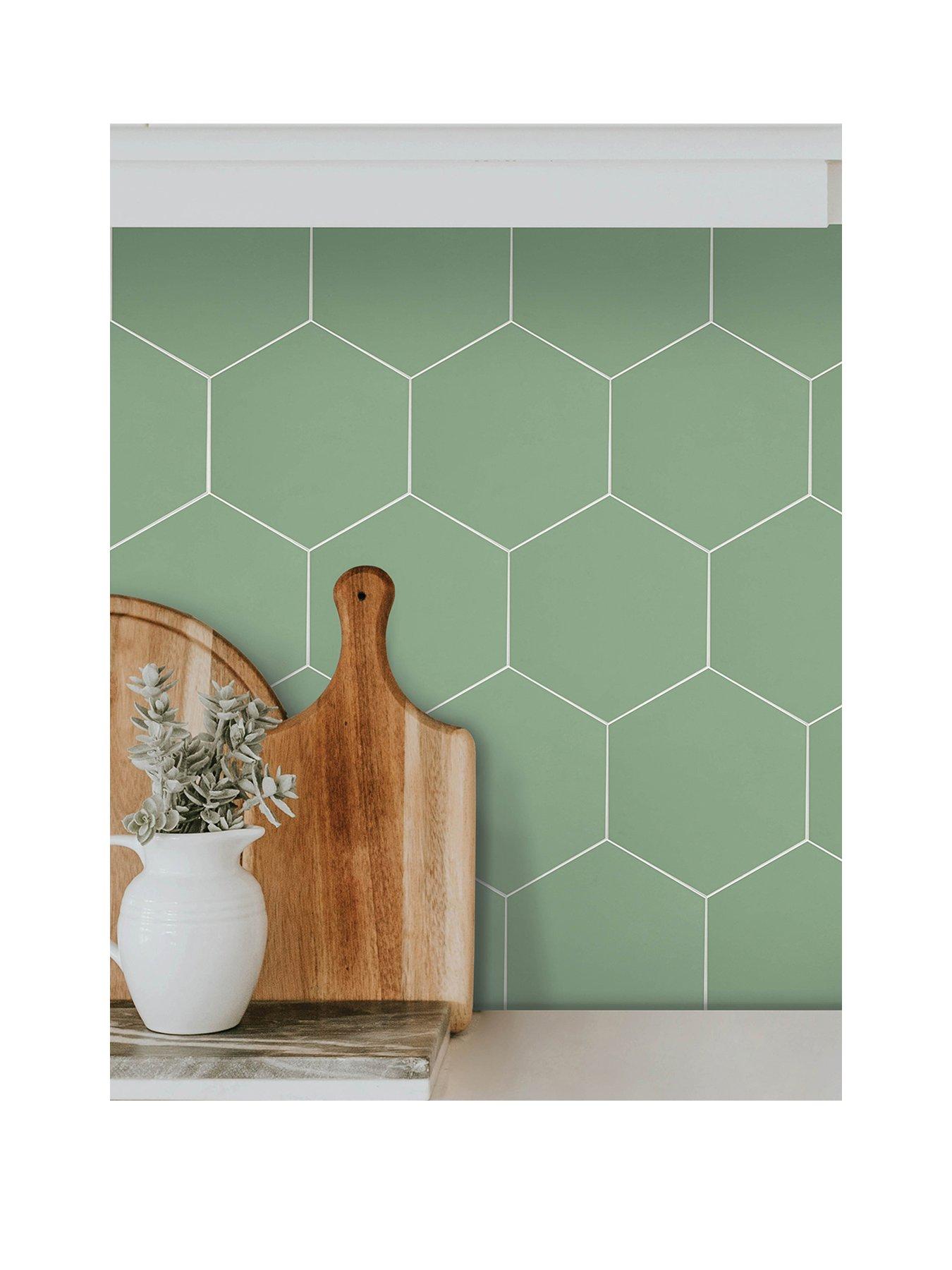 InHome Hexagon Green Peel & Stick Luxury Wall Tiles