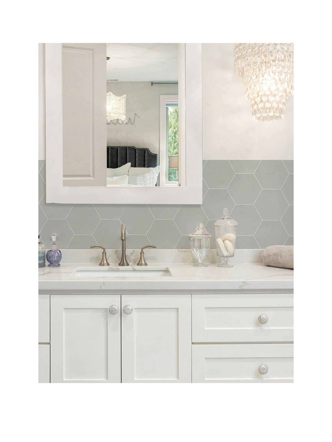 InHome Hexagon Grey Peel & Stick Luxury Wall Tiles