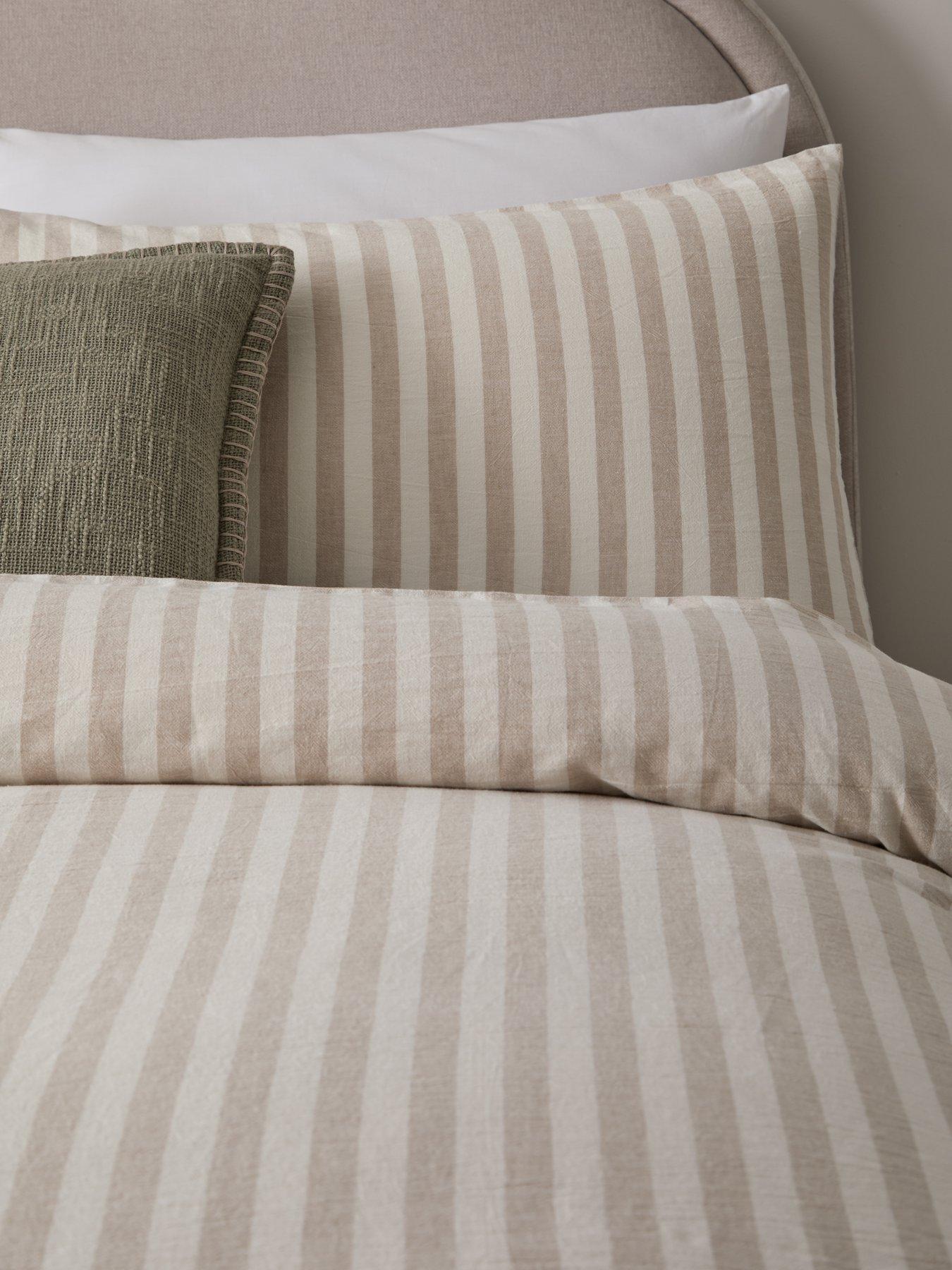  image of michelle-keegan-home-relaxed-linen-mix-stripe-duvet-covernbspset