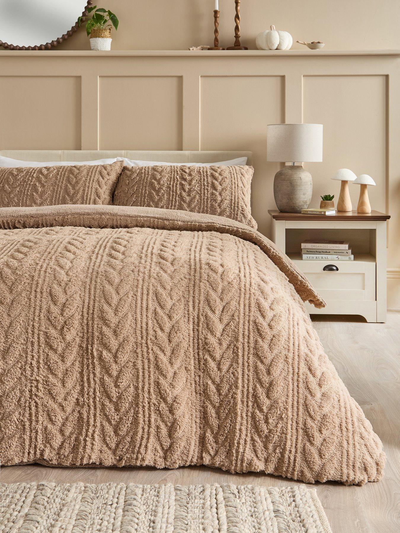 very-home-cosy-cable-knit-fleece-duvet-cover-set