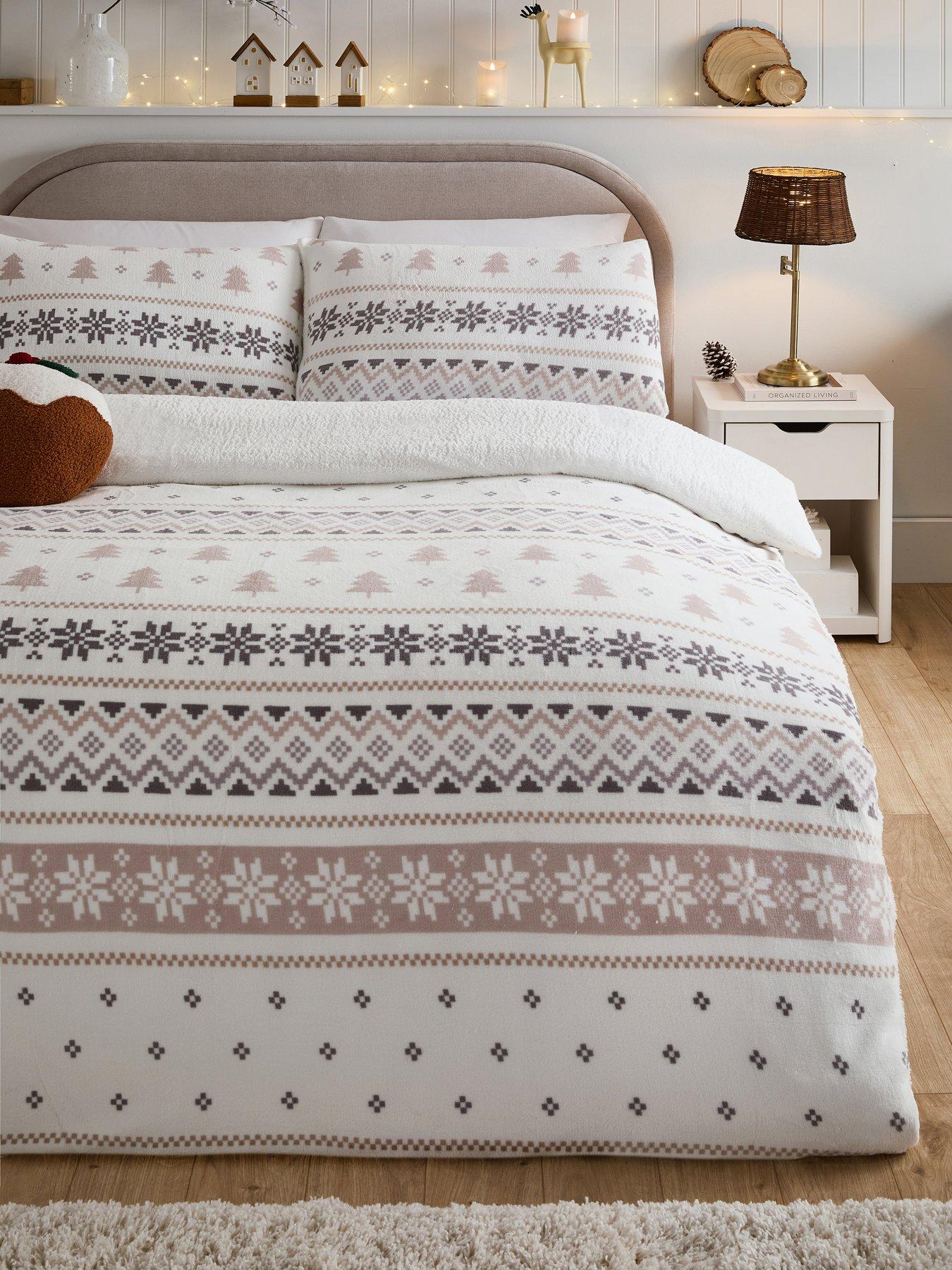 very-home-fairisle-printed-fleece-duvet-covernbspset