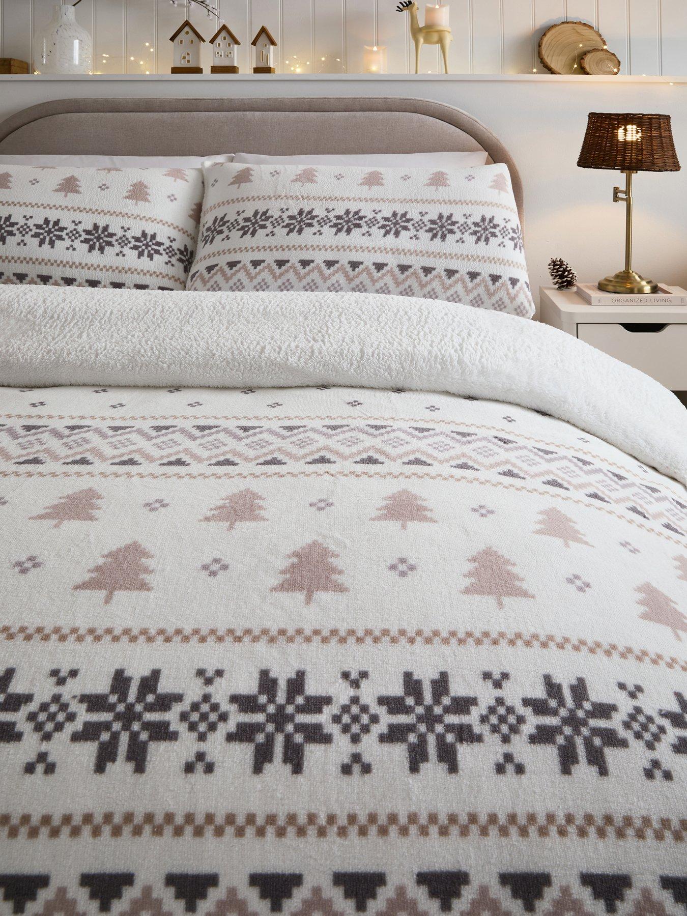  image of very-home-fairisle-printed-fleece-duvet-covernbspset