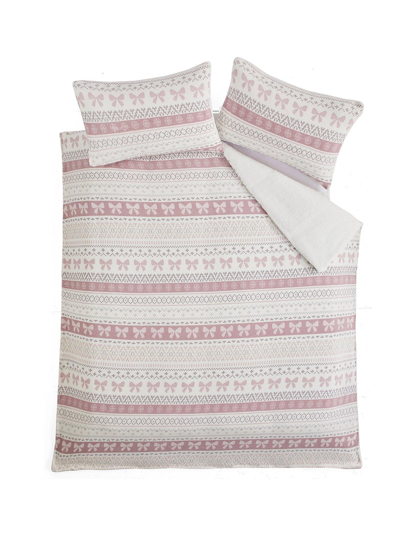  image of very-home-bow-fairisle-printed-fleece-duvetnbspcovernbspset