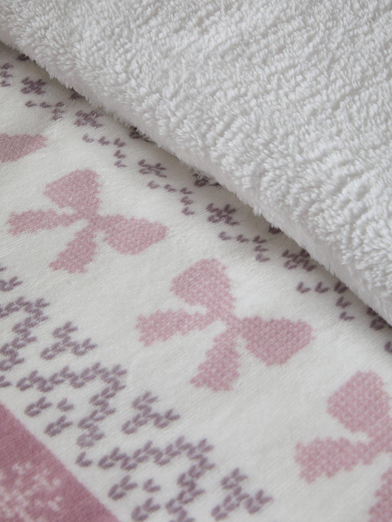  image of very-home-bow-fairisle-printed-fleece-duvetnbspcovernbspset
