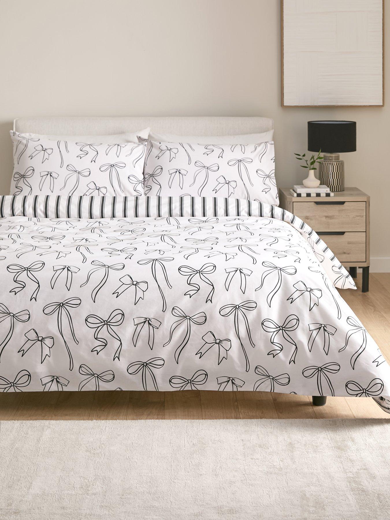 Image 1 of 4 of Very Home Bow and Stripe&nbsp;Print Duvet Cover&nbsp;Set