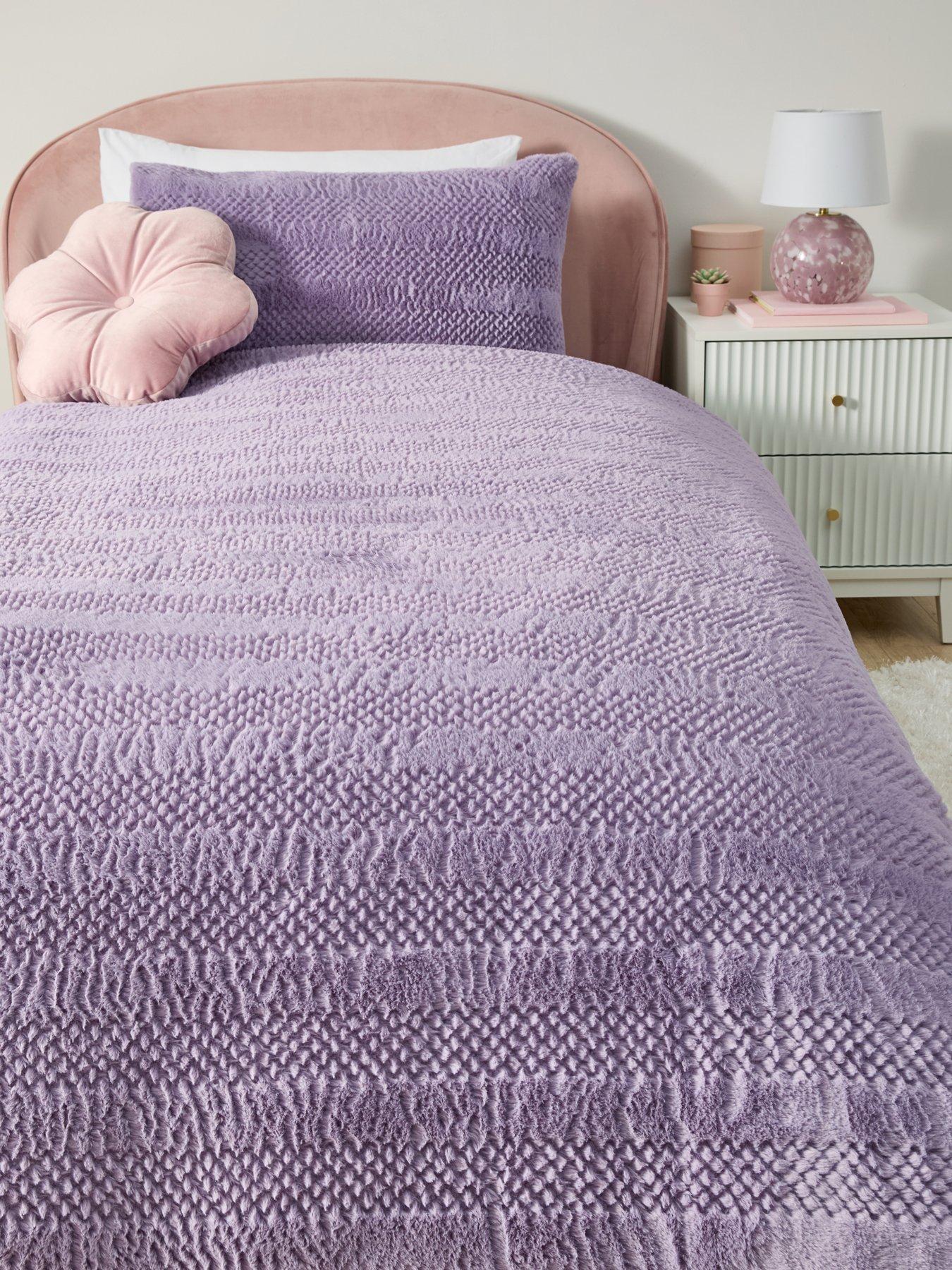 The Very Collection Embossed Faux Fur Stripe Duvet Cover Set - Lilac