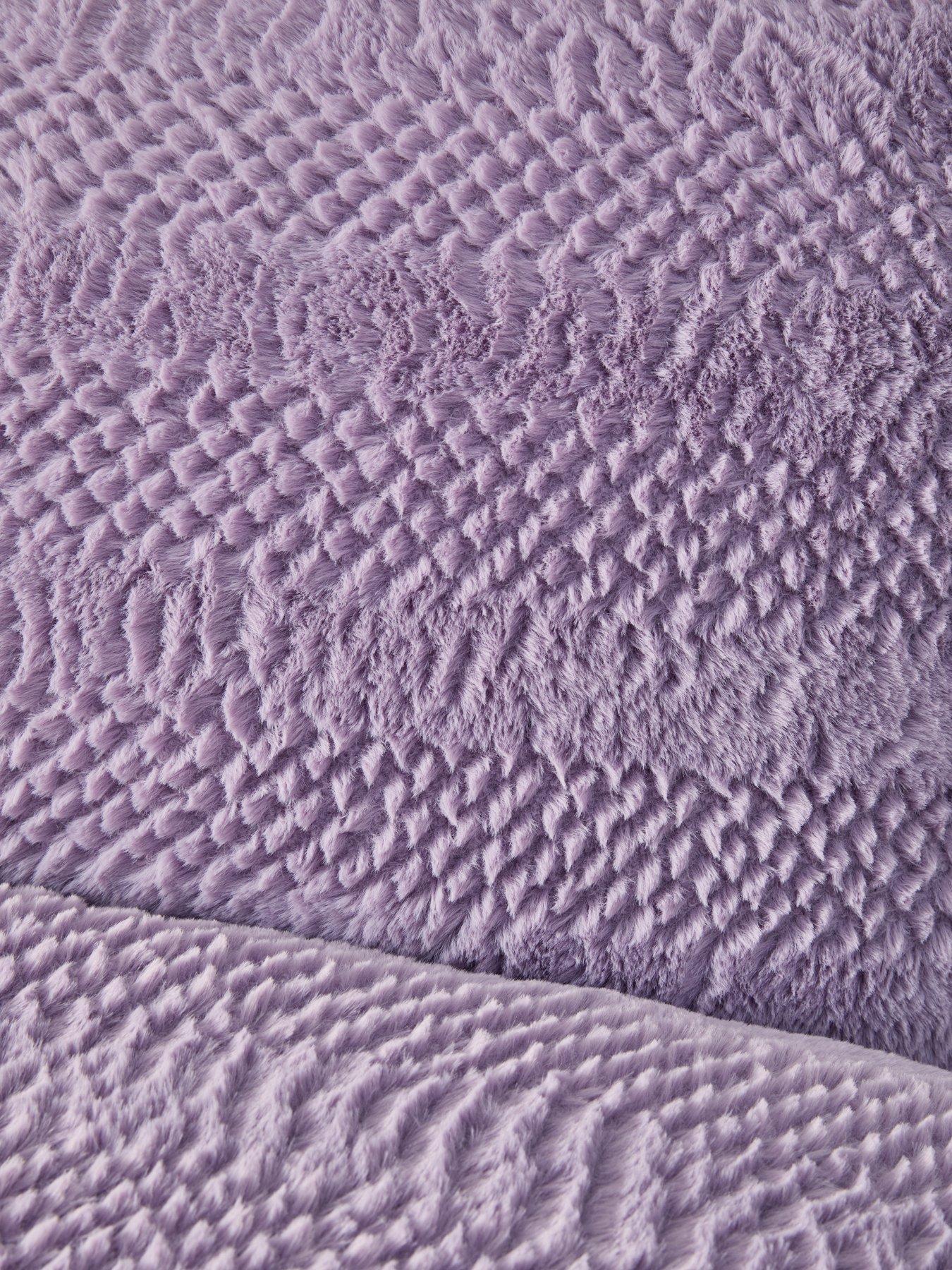  image of very-home-embossed-faux-fur-stripe-duvet-covernbspset-lilac