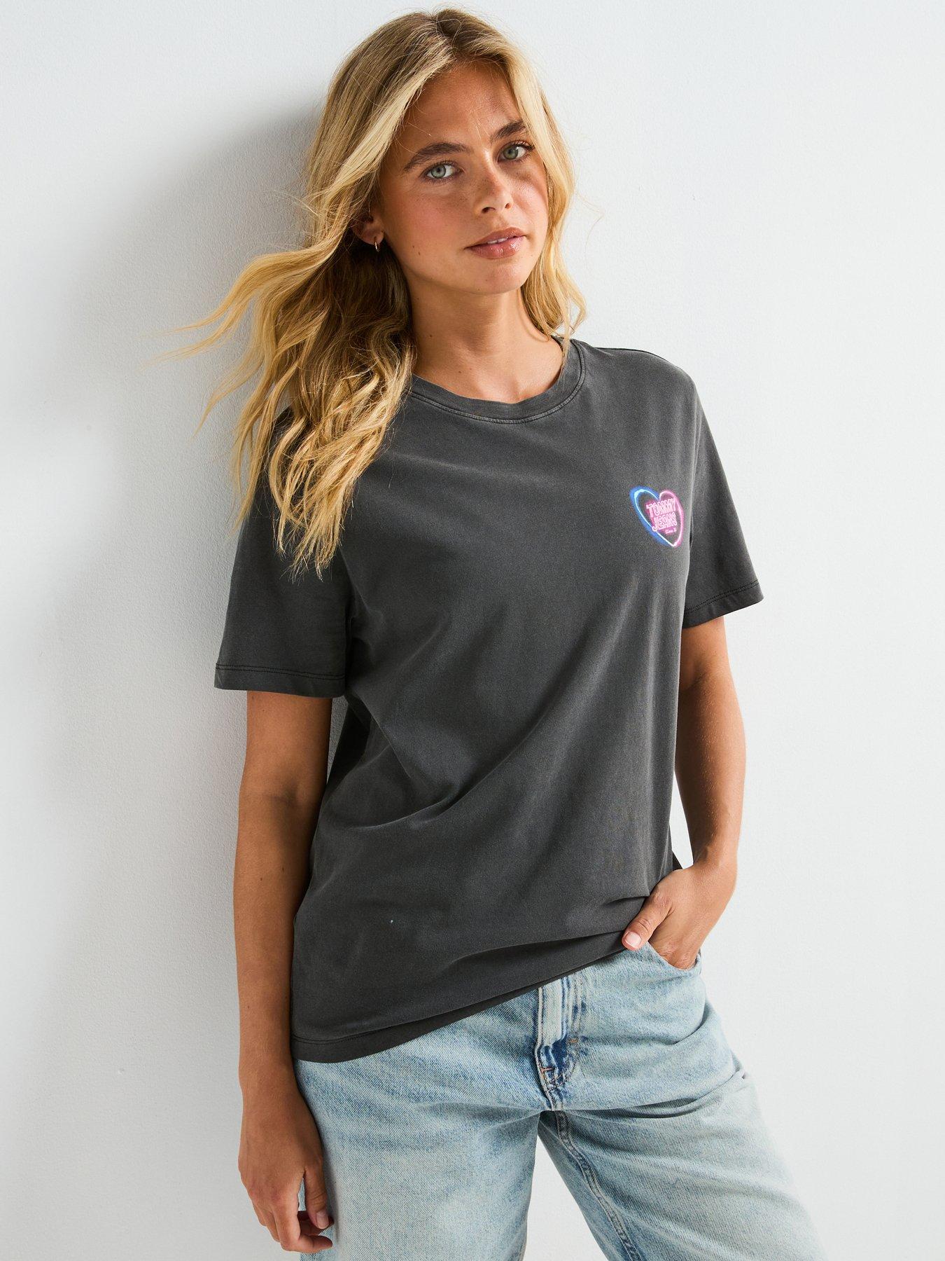 undefined Neon Graphic Print Short Sleeve T-Shirt - Black