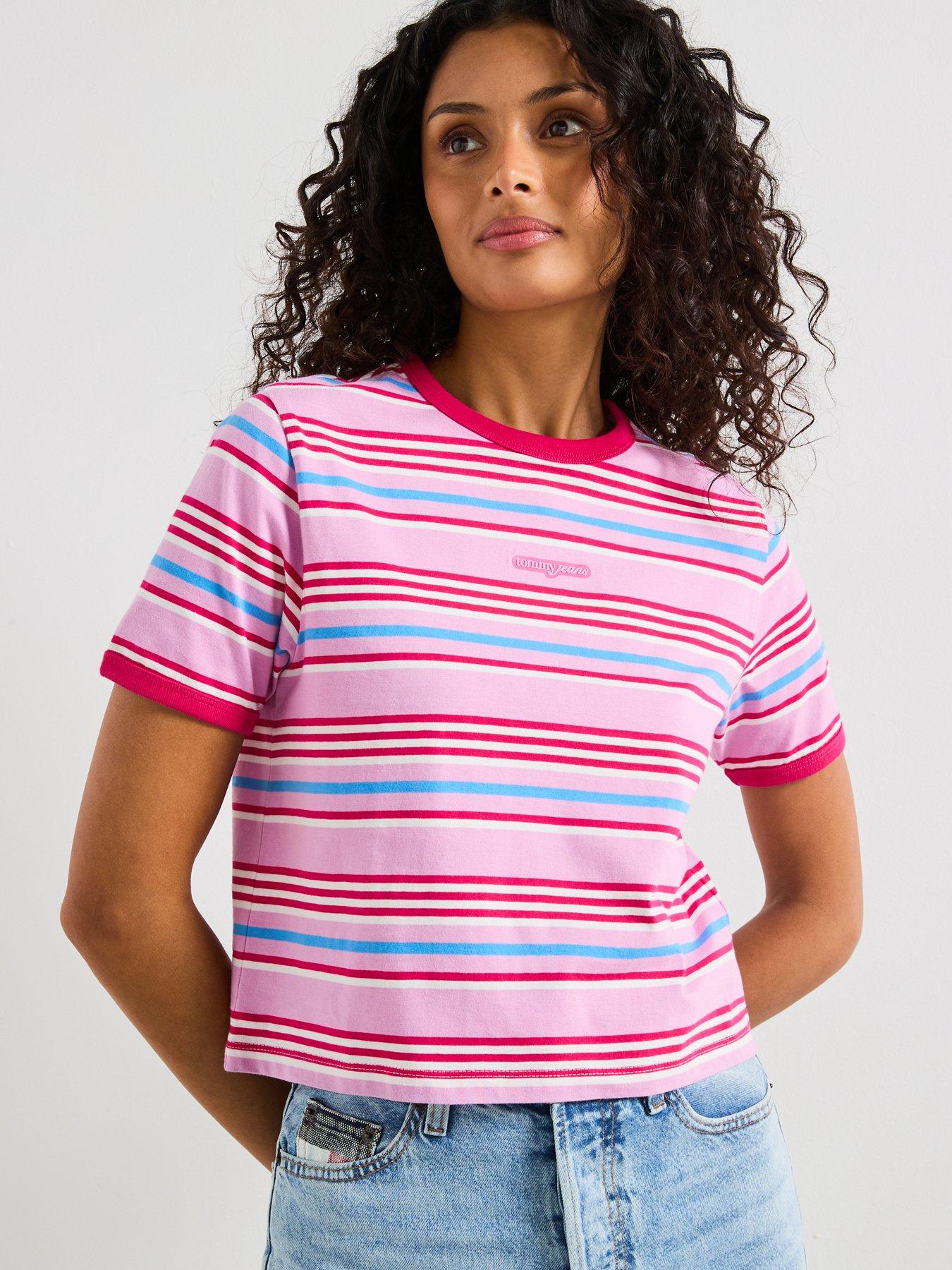 undefined Script Stripe T-Shirt - Pink