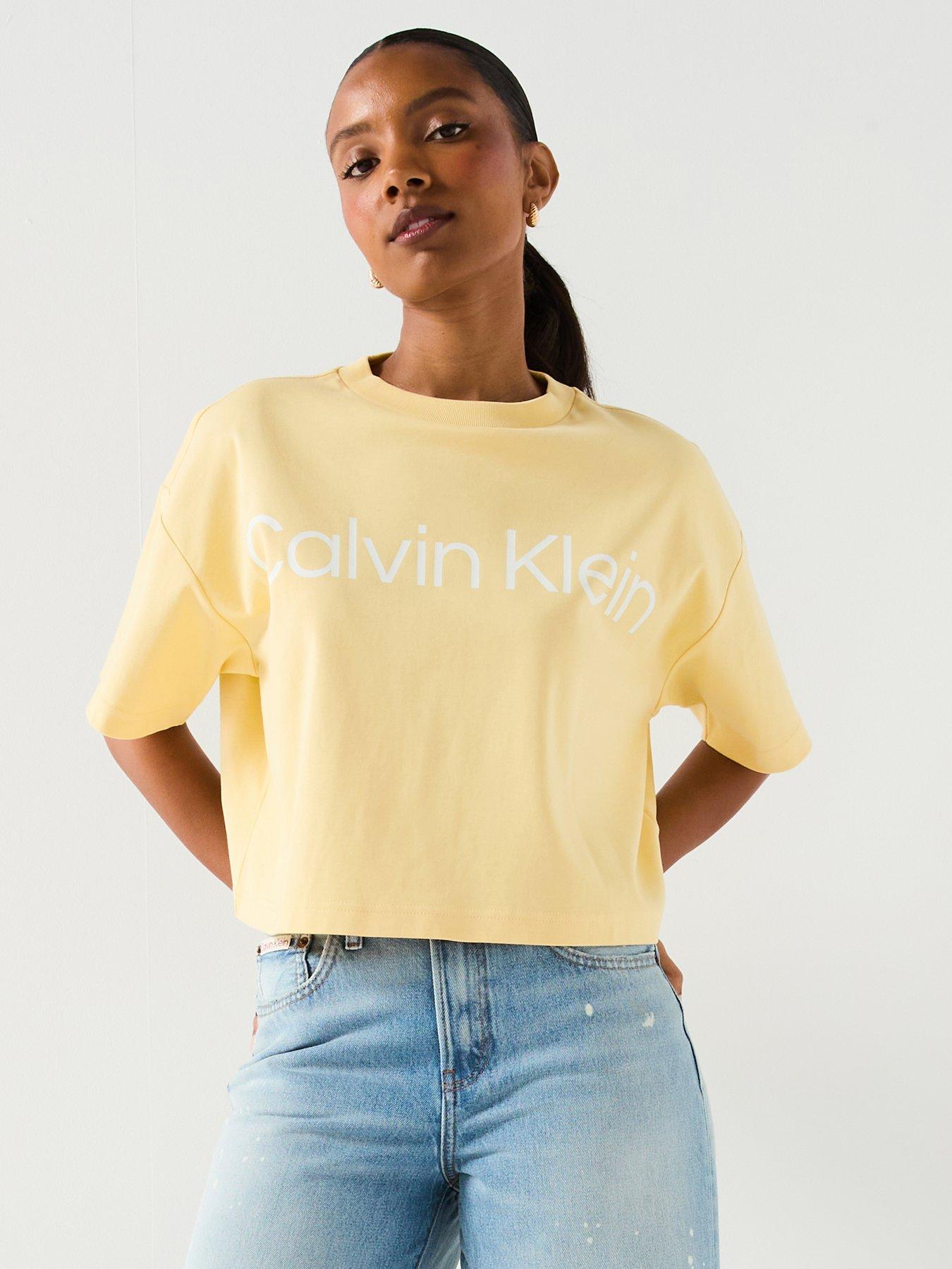 undefined Calvin Klein Jeans Boxy Logo Graphic Tee - Yellow