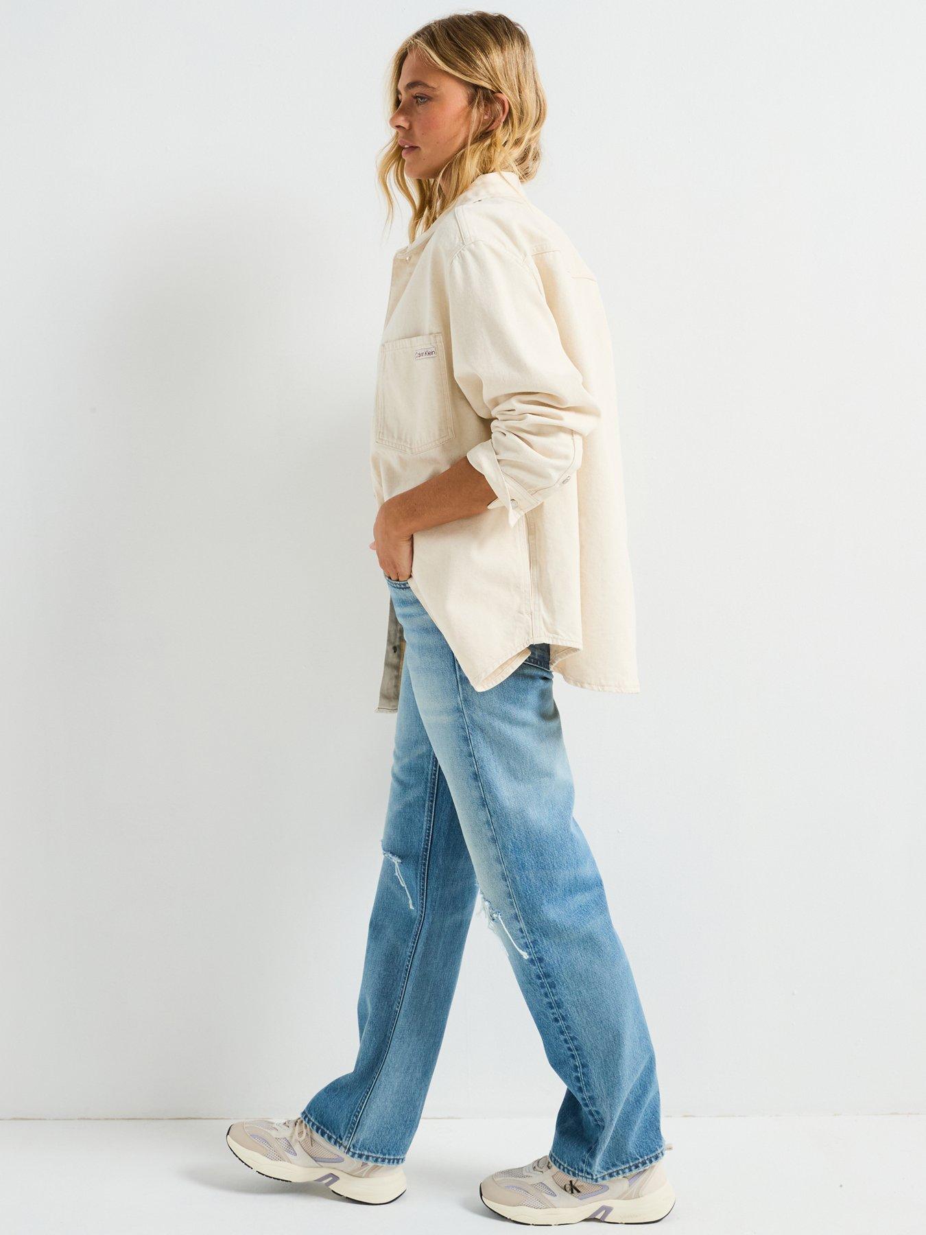 Image 5 of 5 of Calvin Klein Jeans Straight Leg Jeans - Light Denim